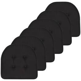 Sweet Home Collection - Solid Color U Shaped Memory Foam 17" x 16" Chair Cushions, 6-Pack - Black