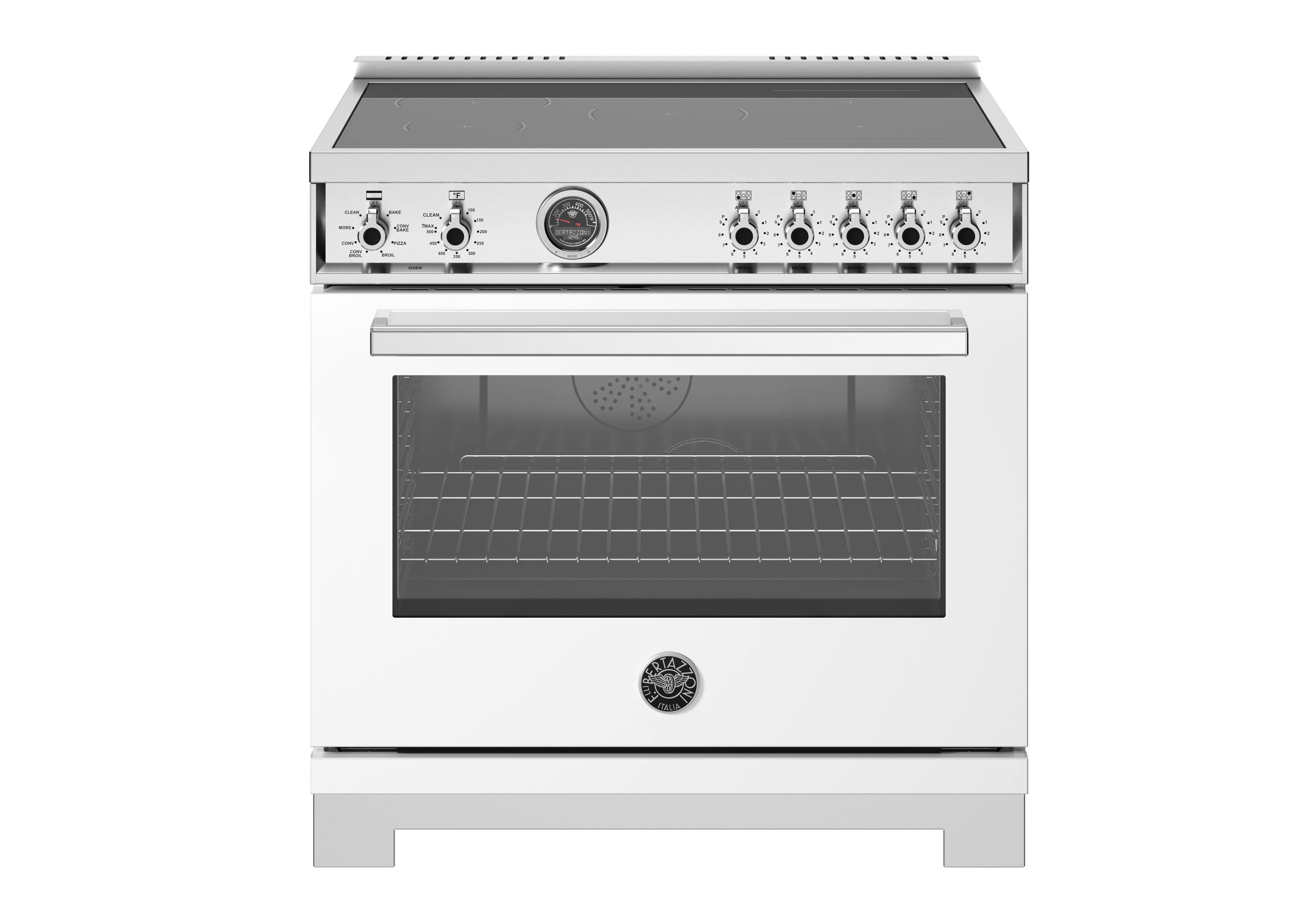 Bertazzoni - 36" Professional Series range - Electric self clean oven - 5 induction zones - White - Front_Zoom
