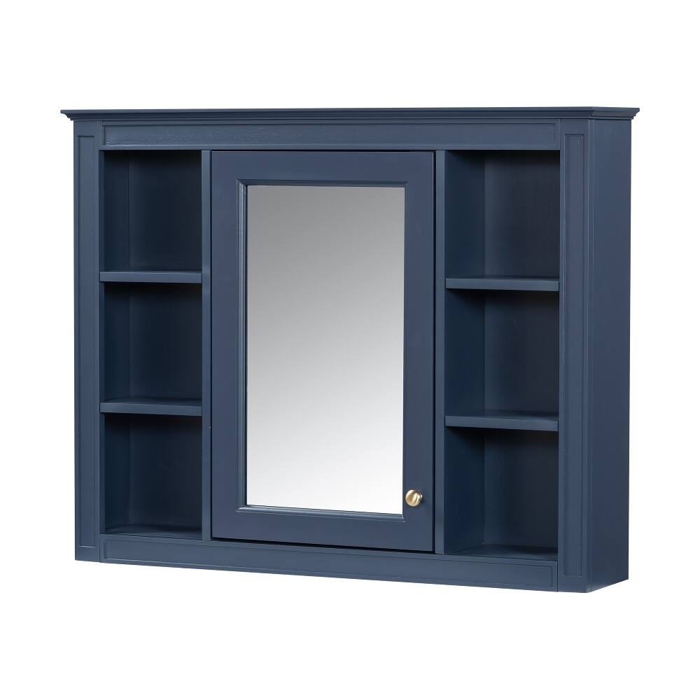 Alt View 7. Loheer - Loheer 36 inch Bathroom Vanity with Sink, Blue Bathroom Vanity with Mirror Cabinet, Modern Single Sink Vanity - Blue.