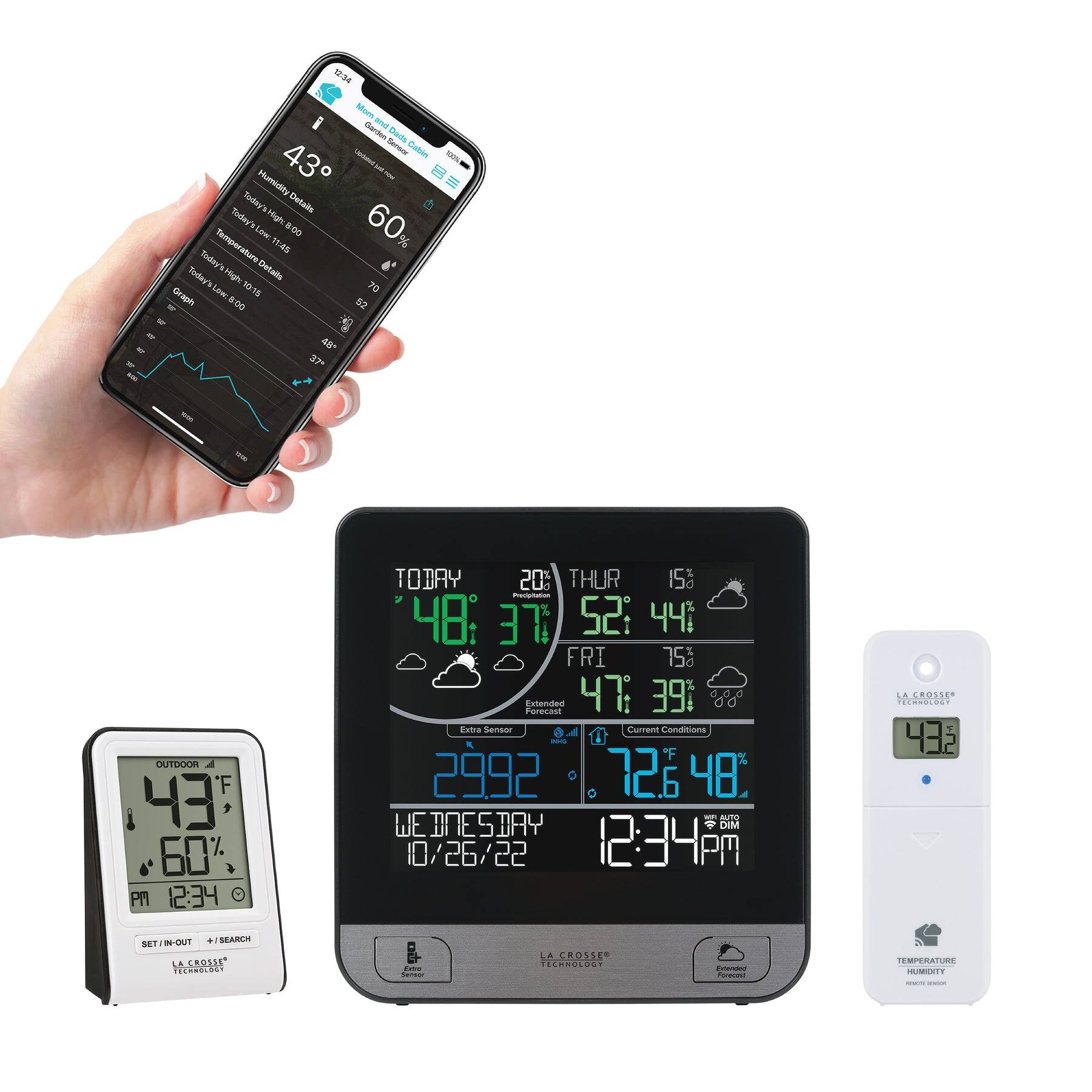 La Crosse Technology - Wireless Wi-Fi Weather Station with 3-Day Forecasting and Bonus Display - Black