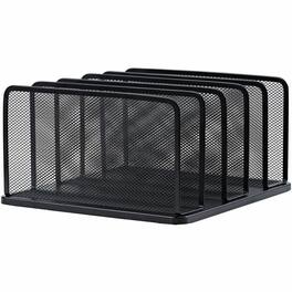 Lorell - 5 Tier Letter Tray 5 Tier Vertical Side loading Sturdy Steel Mesh - Black