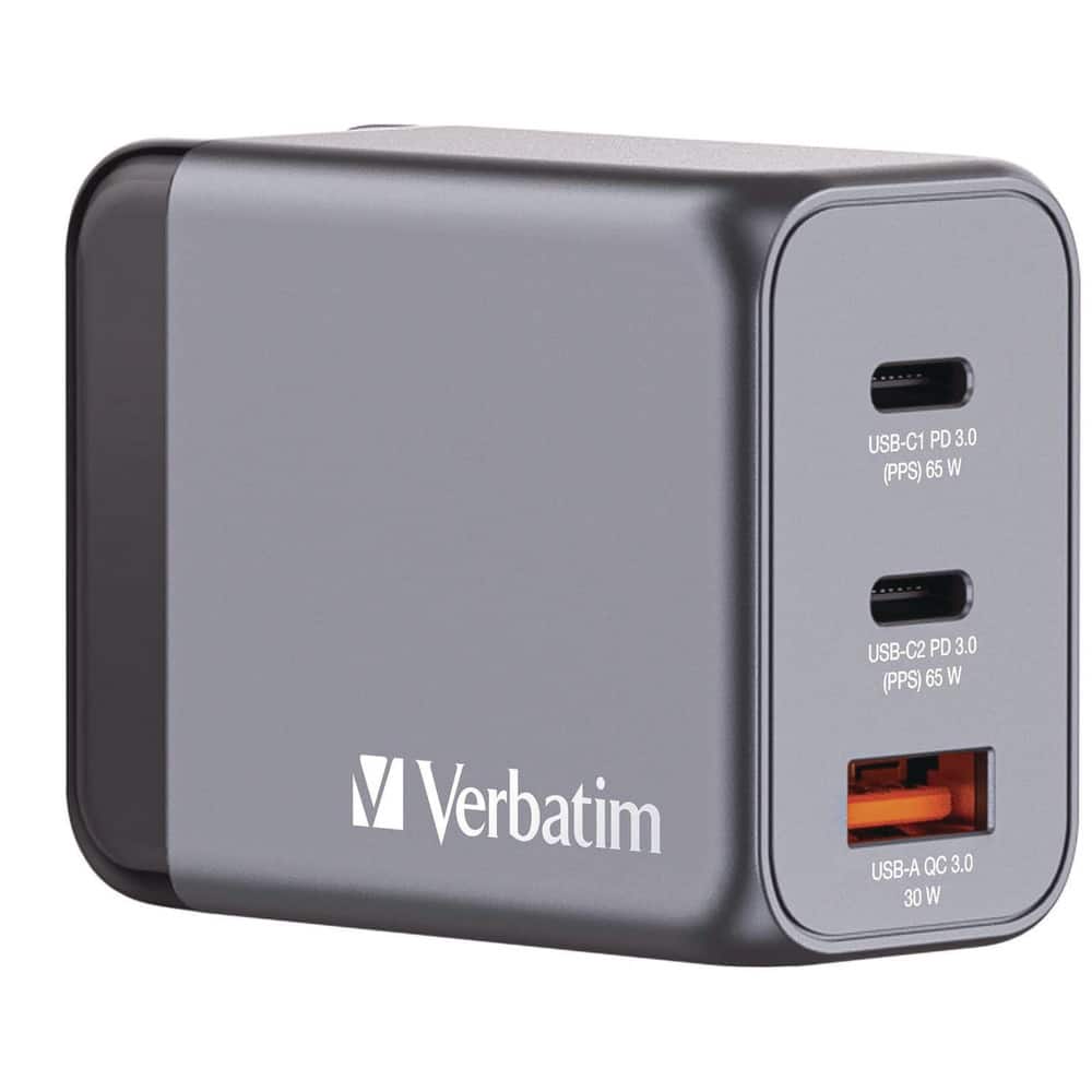 Verbatim - 32201 65 Watts 3-Port GaN Wall Charger - Black/Gray - Black/Gray price history on PriceWatchPro