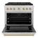Angle. ZLINE - 36 in. Wide 6 Burner Autograph 5.2 cu. ft. Freestanding Paramount Gas DuoPro Range with White Door and Bronze Accents - White Matte.