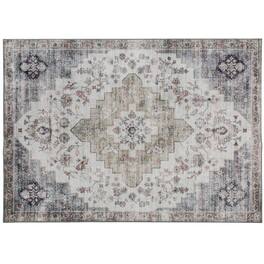 PULUZ - 4x6 Area Rug, Vintage Machine Washable Rug, Non-Slip Carpet for Living Room, Bedroom, Dining Room - Brown and Green