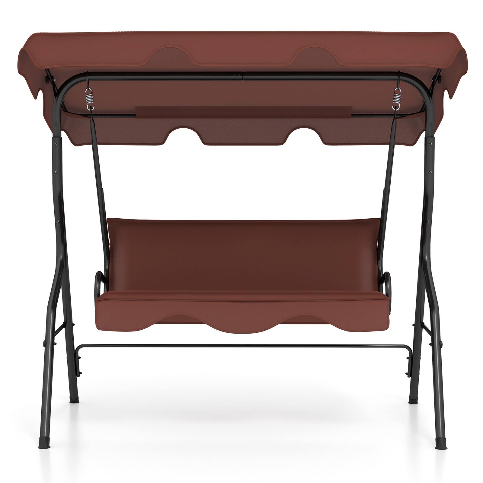 Alt View 9. Costway - Costway 3 Seats Patio Canopy Swing Glider Hammock Cushioned Steel Frame Backyard - Coffee.