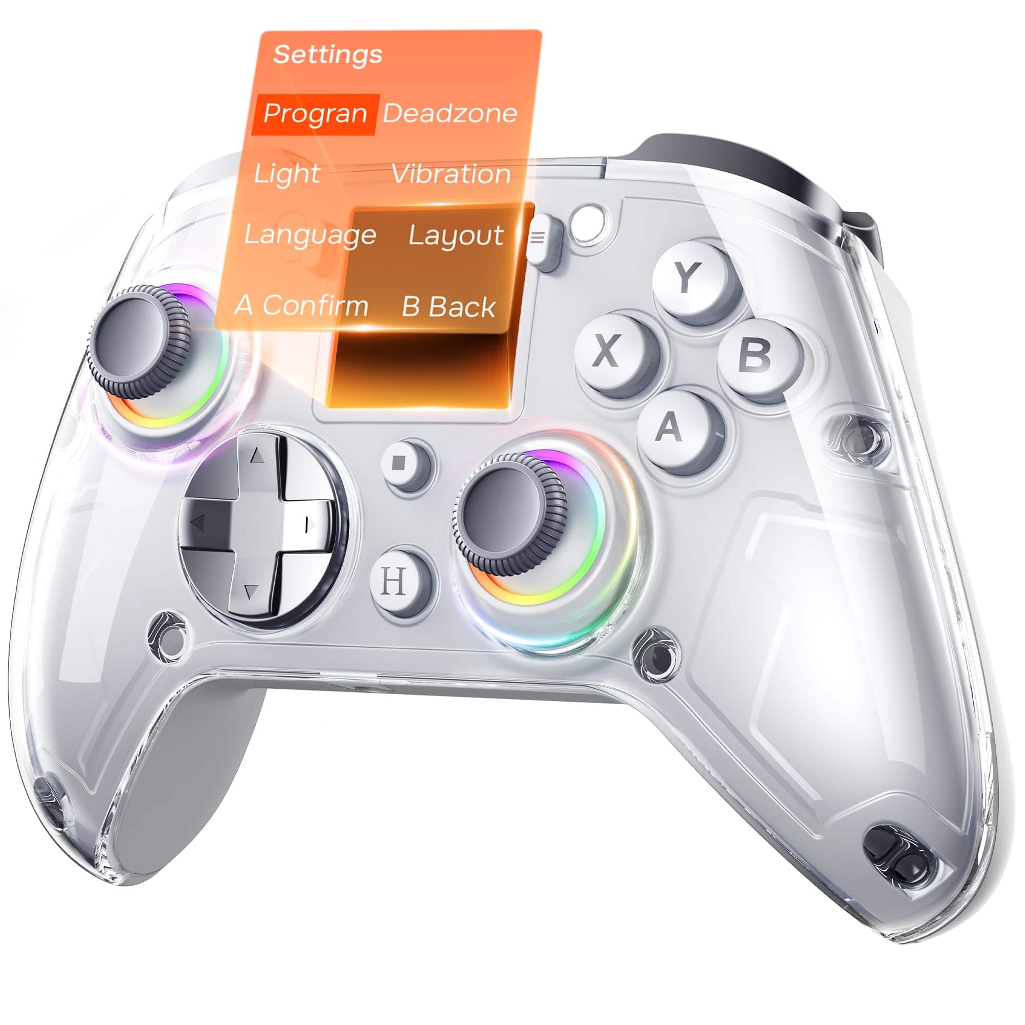 Dazzling Pops - g7 gaming controller with interactive screen 1000hz polling rate hall joysticks triggers buttons pc switch1 - Gray