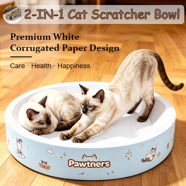2-IN-1 Cat Scratcher Bowl

Premium White Corrugated Paper Design

Care • Health • Happiness

Pawtners