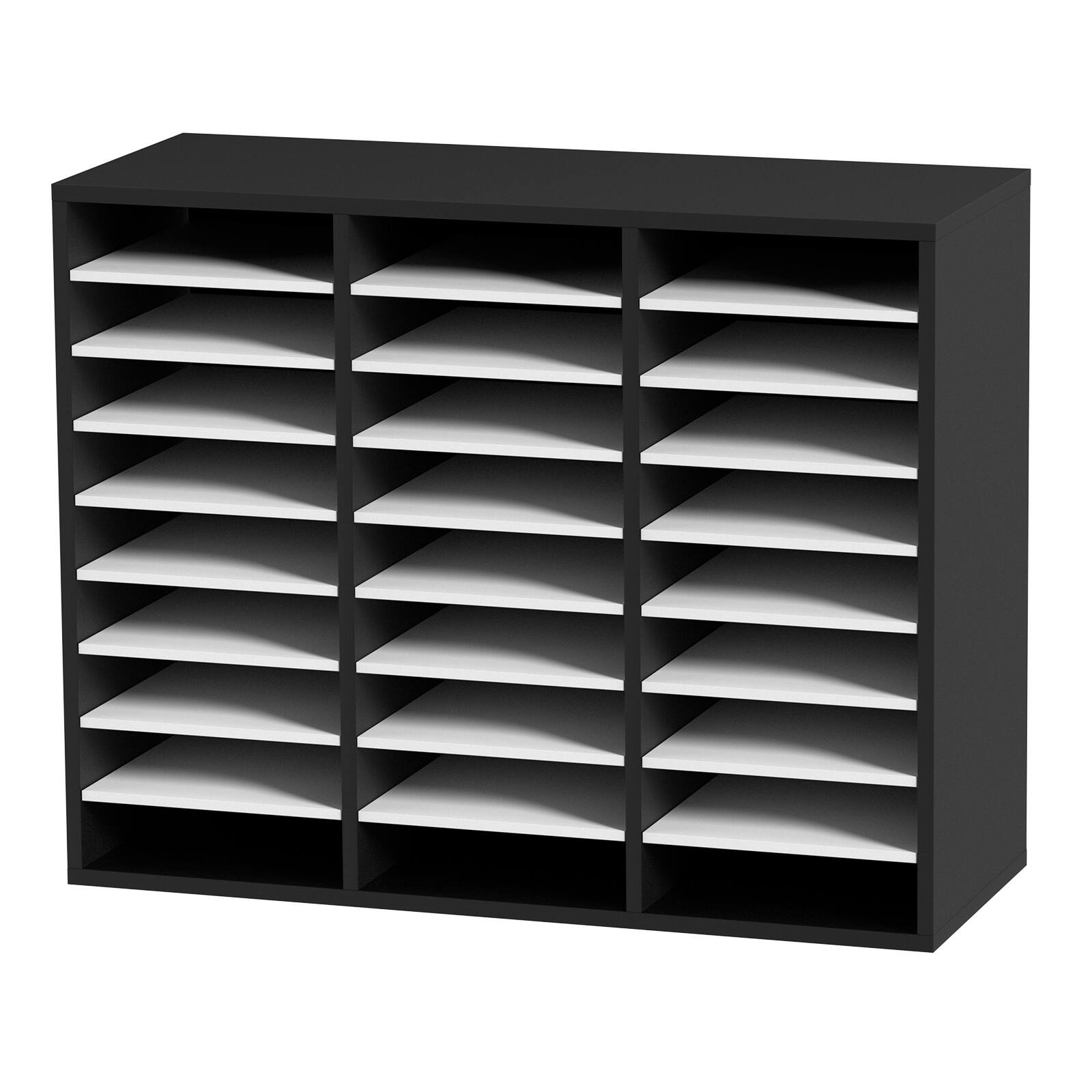 Alt View 5. VEVOR - 27 Compartments Wood Literature Organizer, Adjustable Shelves, Medium Density Fiberboard Mail Center - Black+White.