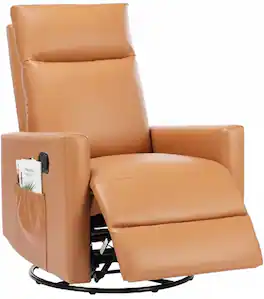 AOITUN - Oversized Manual Swivel Rocker Recliner Chair in Chocolate Microfiber - Brown