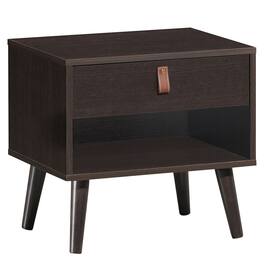Boyel Living - Mid-Century Style Nightstand with Drawer Storage Shelf - Brown