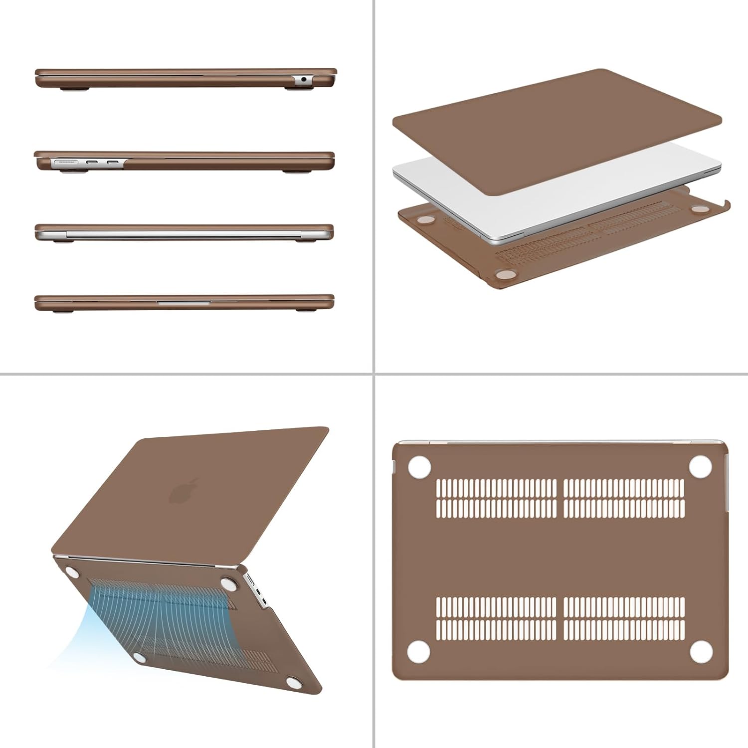 Alt View 1. mosiso - Case for 13-inch MacBook Air M5 A3449 M4 A3240 M3 A3113 M2 A2681 with Keyboard Cover Screen Protector and Pouch - Caramel Brown.
