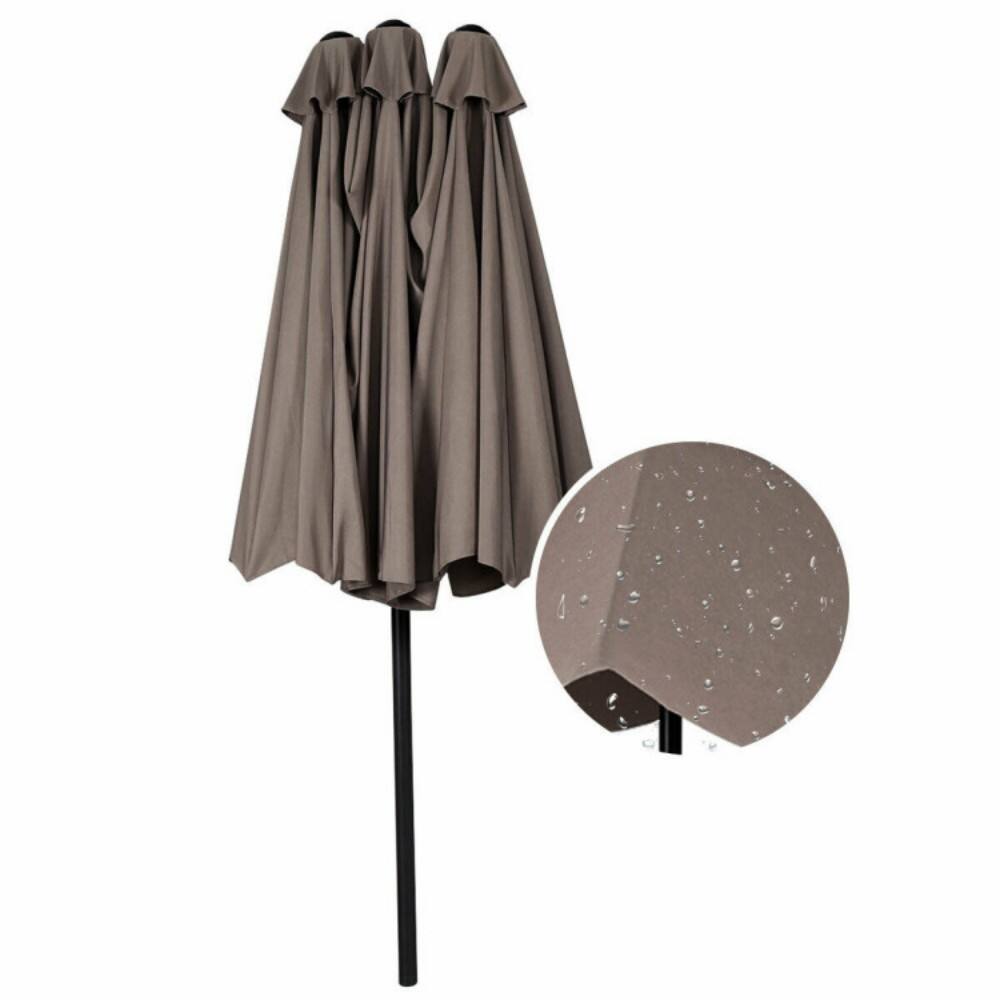 Alt View 4. Mondawe - 15 Feet Double-Sided Patio Umbrella with Crank(Base not includ) - Tan.