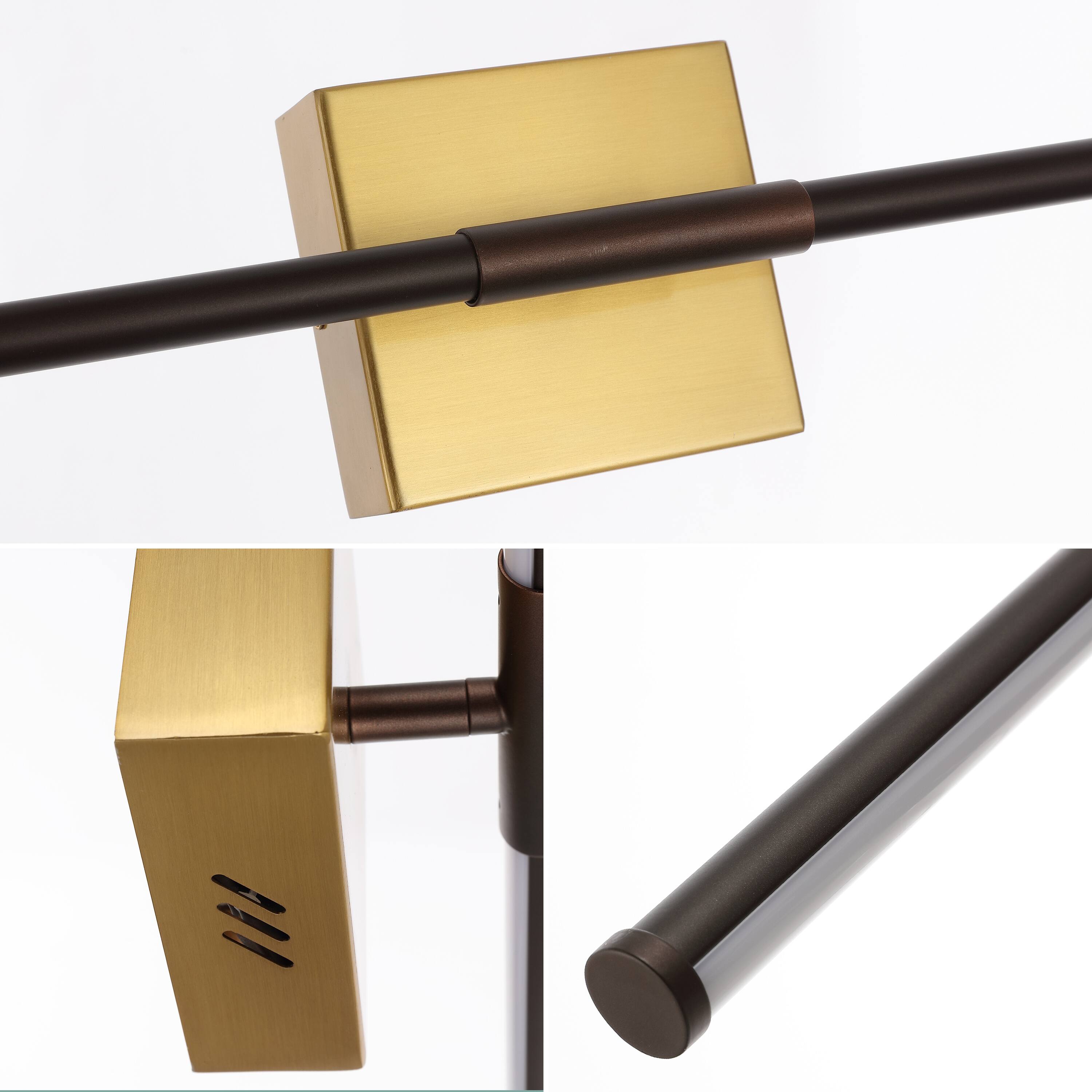 Alt View 5. Jonathan Y - Makena 28" Modern Minimalist Dimmable Integrated LED Metal Wall Sconce, Oil Rubbed Bronze/Brass Gold - Oil Rubbed Bronze/Brass Gold.