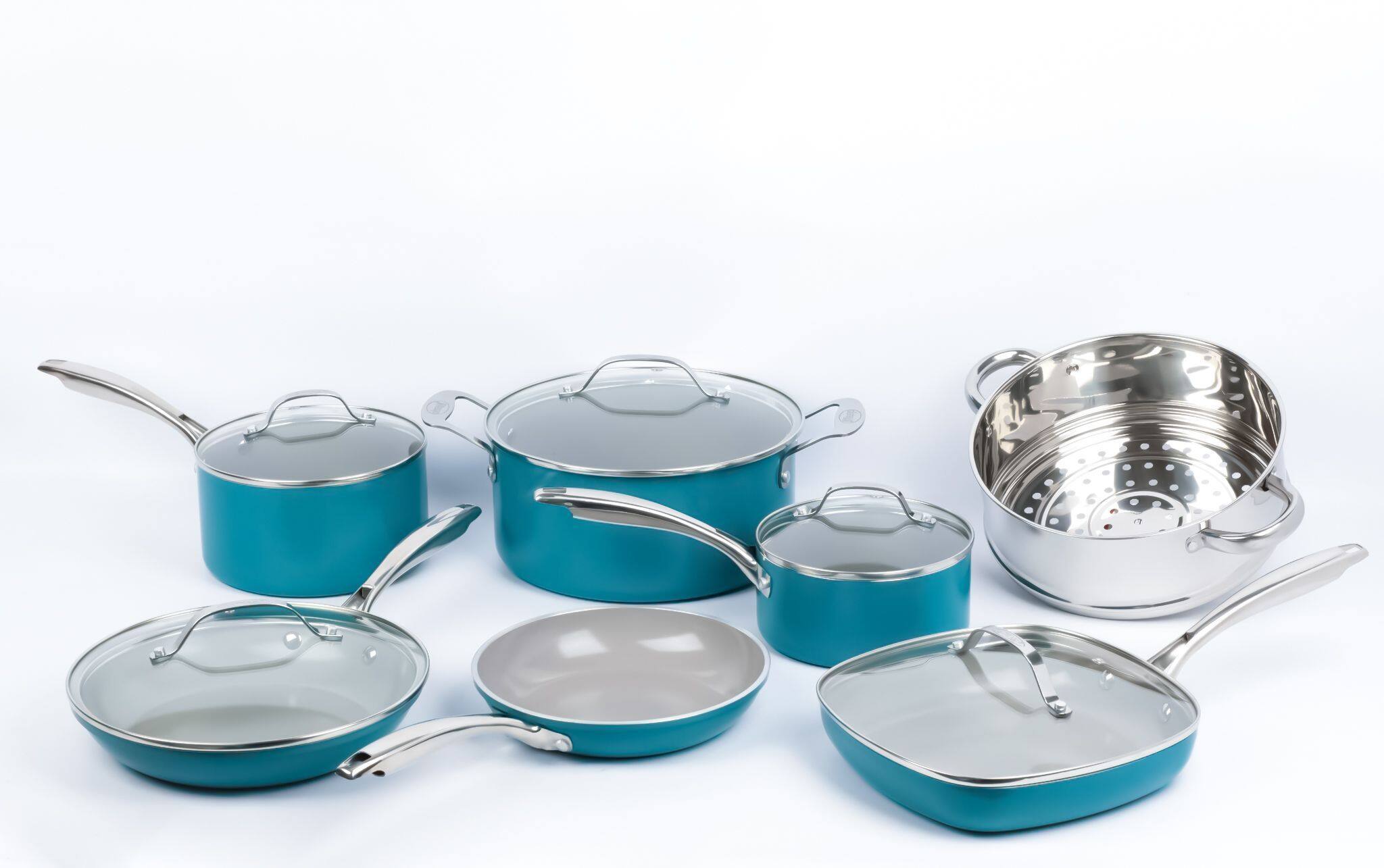 Alt View 5. Gotham Steel - Gotham Steel Aqua Blue 20 Piece Nonstick Cookware and Bakeware Set - Blue.