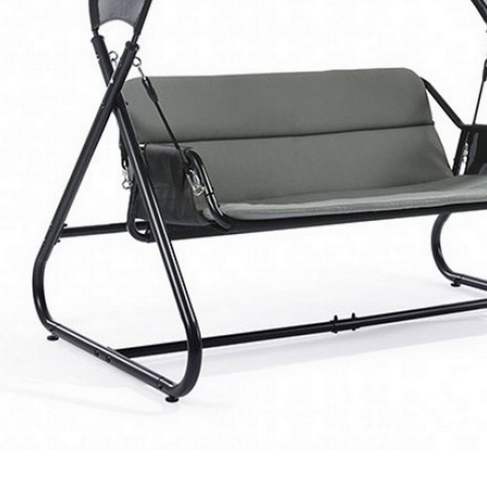 Alt View 3. Manhattan Lane - 66 Inch Outdoor Swing Chair, Double Hanging, Sturdy Steel Frame - Black.