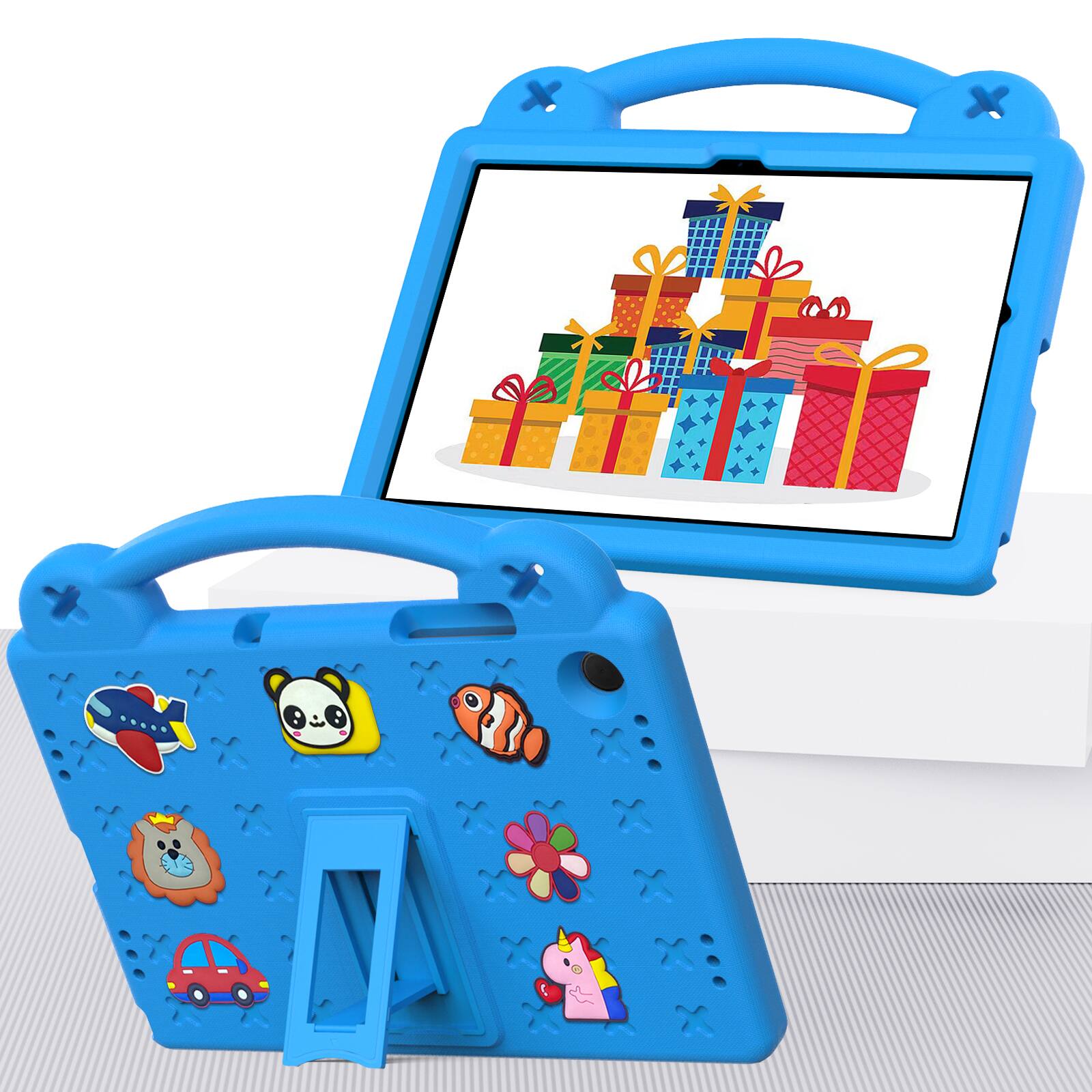 Back. Dteck - For Samsung Galaxy Tab A11+ and Samsung Galaxy Tab A9+ 11-inch, Handle Grip Kickstand Shockproof Rugged Protective Case - Skyblue.