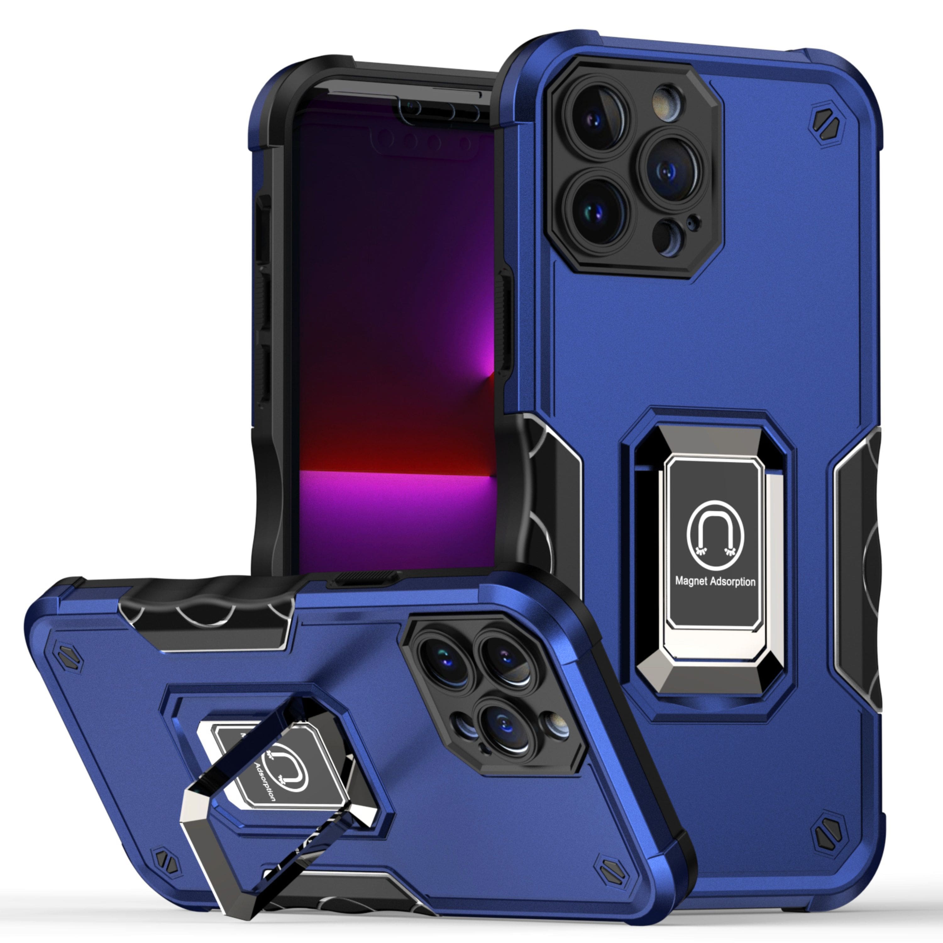 Kitcheniva - Rugged Magnetic Ring Stand Case For iPhone 14 Pro Max - Blue