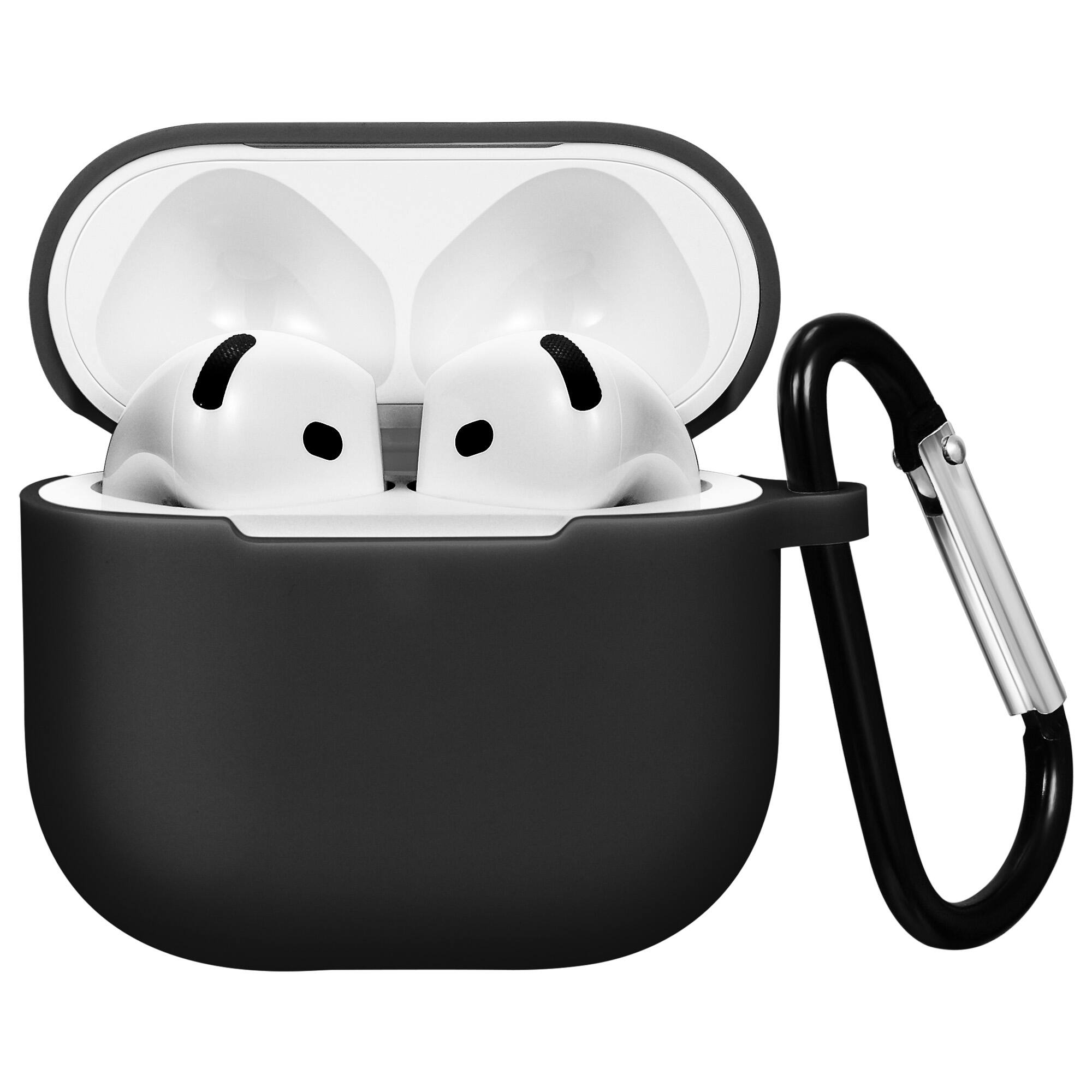 Angle. Vena - Case for Apple AirPods 4 Case Silicone Cover For AirPods Gen 4 Case 4th Generation, Supports Wireless Charging, Black - Black.