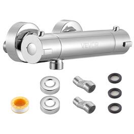 VEVOR - Thermostatic Shower Faucet Valve, 100℉ Secure Lock Thermostatic Shower Valve Trim Mixer, Hot Cold Water Showering Faucet - Silver