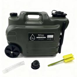 AOITUN - 7.2Gal Portable Water Container with Wheels, Food Grade Camping Water Jug with Spigot & Cleaning Brush - Green