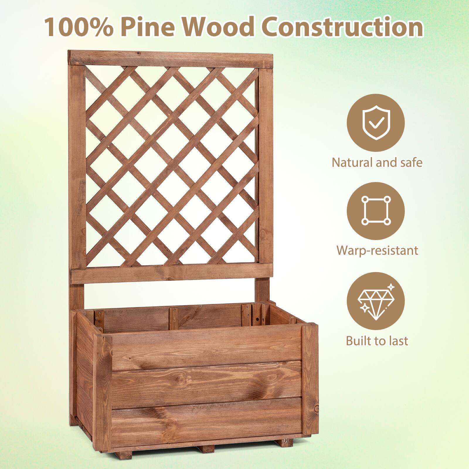 100% Pine Wood Construction  
Natural and safe  
Warp-resistant  
Built to last