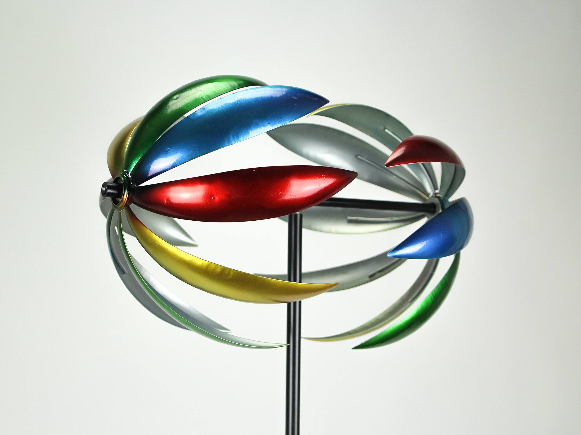 Alt View 1. Transpac - 64 Inch Metal Kinetic Wind Spinner Garden Stake Lawn Decor Yard Art Sculpture - Multicolored.