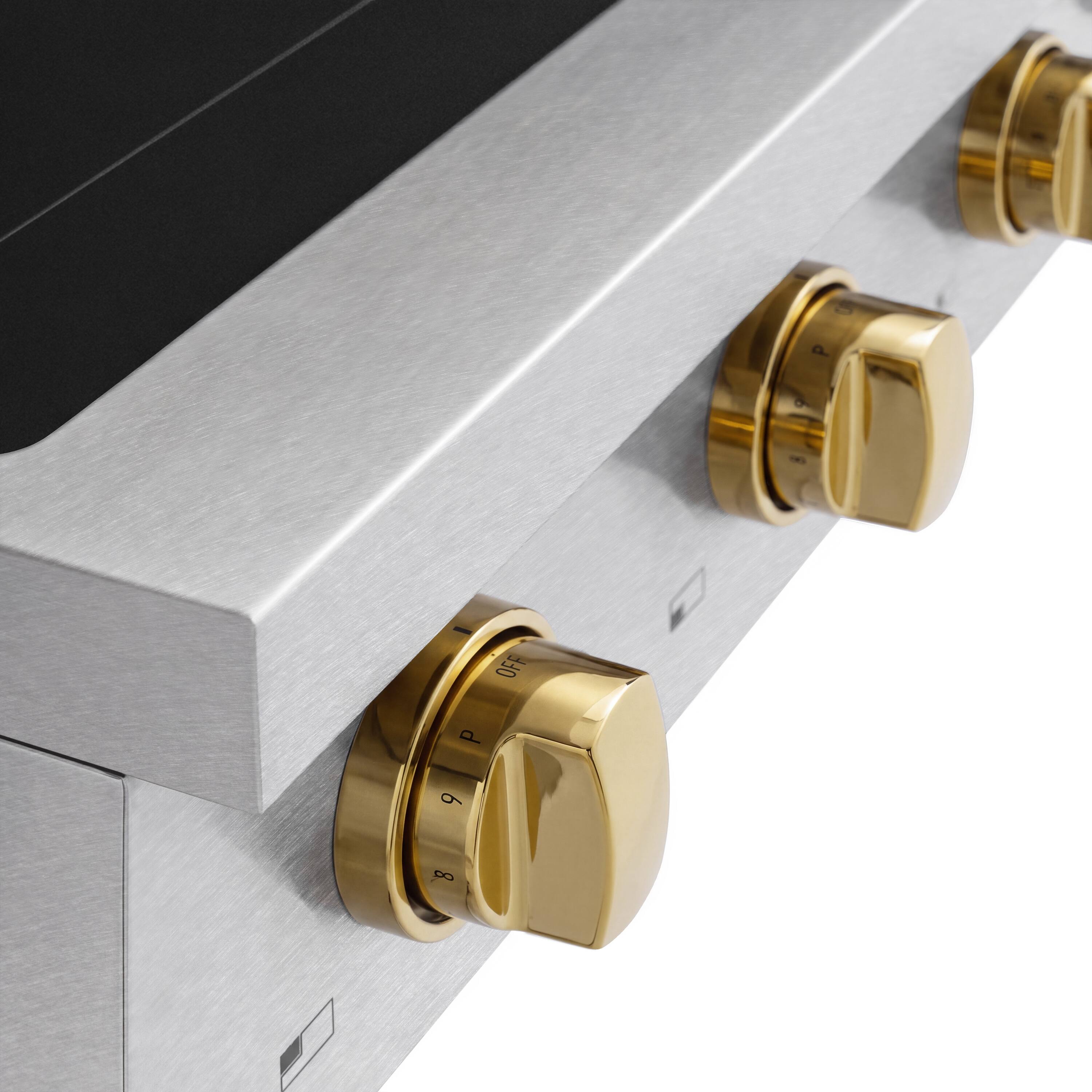 Alt View 8. ZLINE - Autograph 30 in. Paramount Built-in Induction Rangetop with 4 Element Cooktop in Satin Steel & Polished Gold Accents - Satin Stainless Steel.