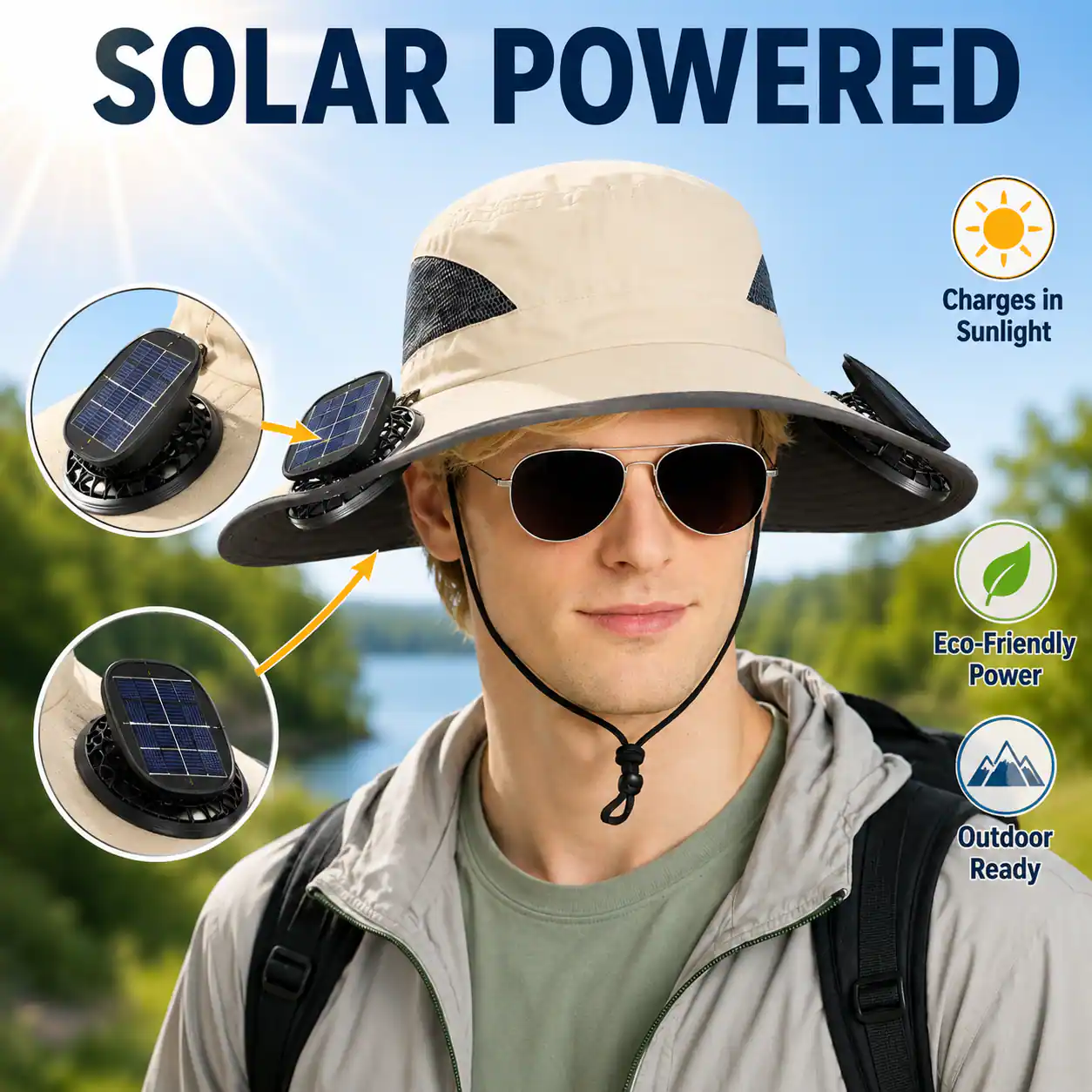 SOLAR POWERED  
- Charges in Sunlight  
- Eco-Friendly Power  
- Outdoor Ready
