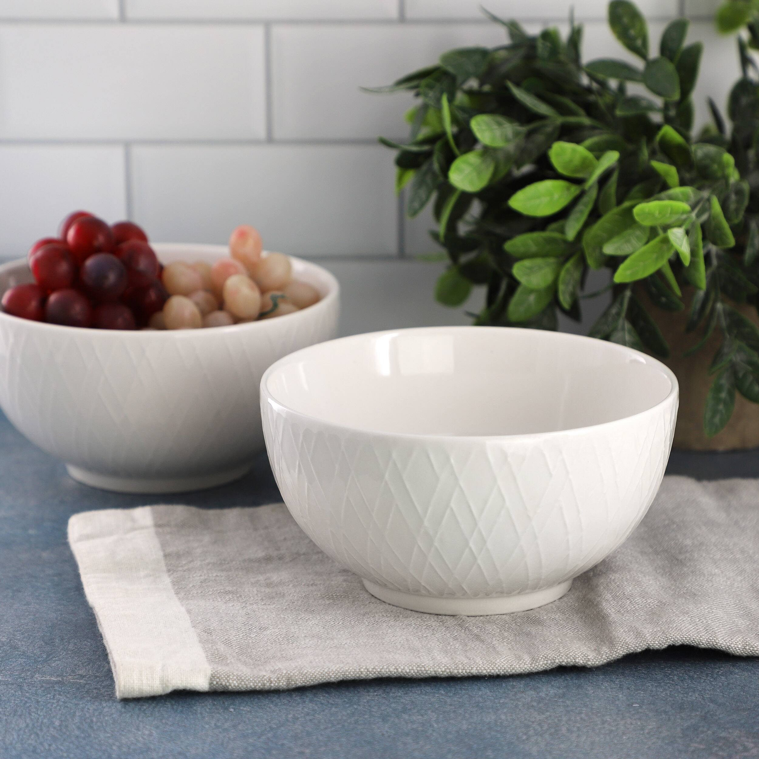 Alt View 2. Gibson - Gibson Home Great Essentials 2 Piece Fine Ceramic 6in Cereal Bowl Set in White - White.