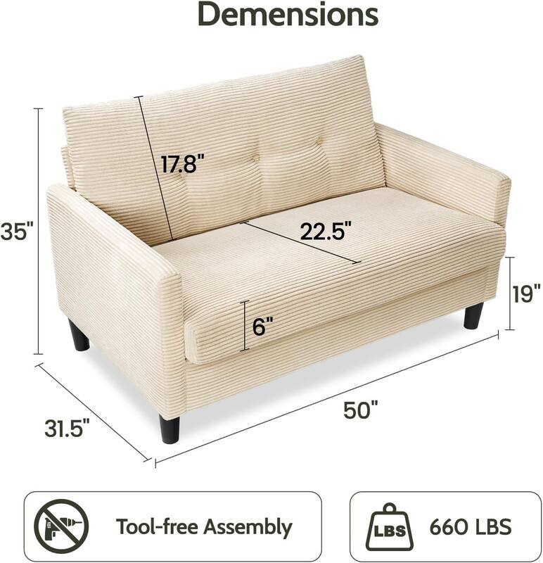 Dimensions: 17.8" x 35" x 22.5" x 6" x 19" x 31.5" x 50"  
Tool-free Assembly  
660 LBS