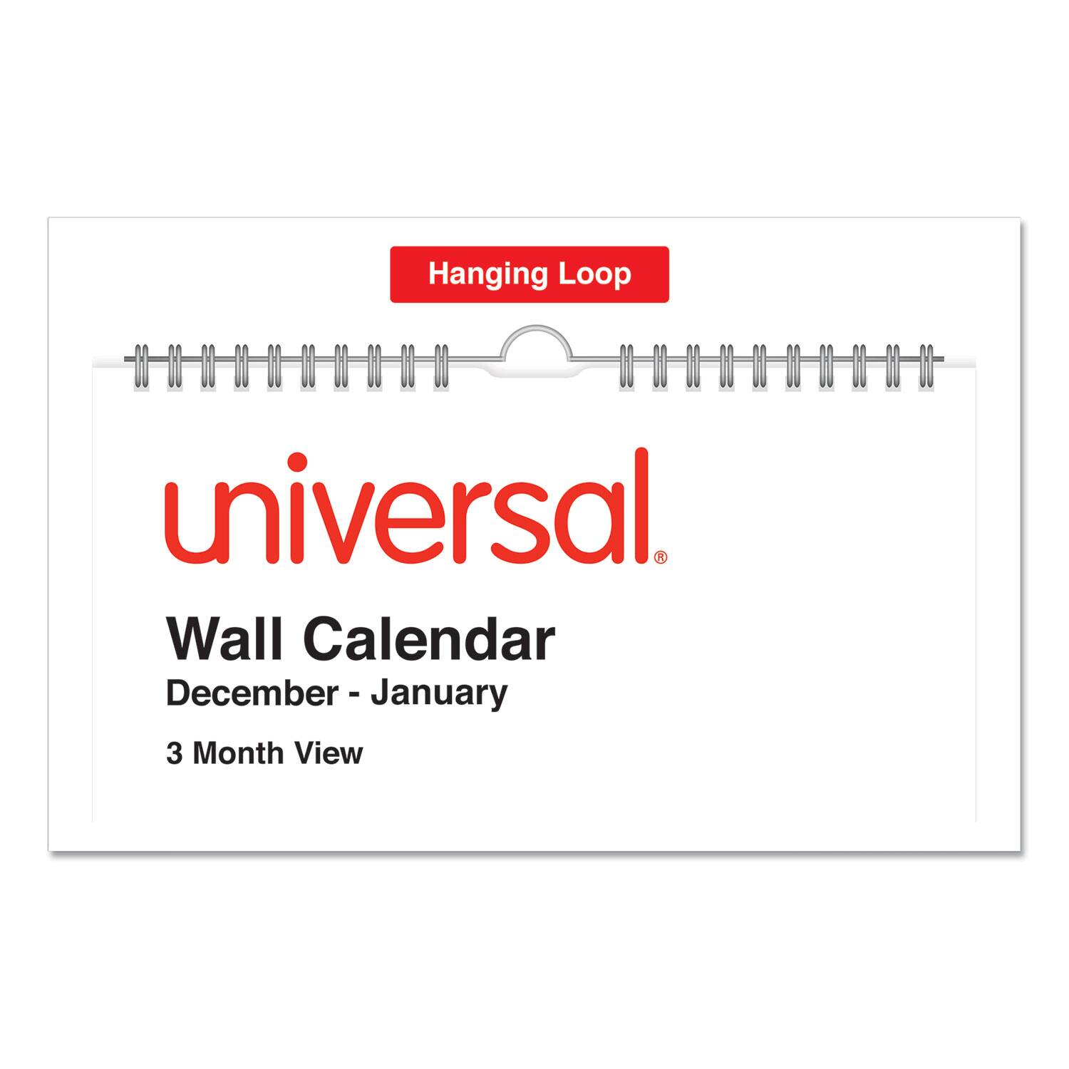 Hanging Loop universal.  
Wall Calendar  
December - January  
3 Month View