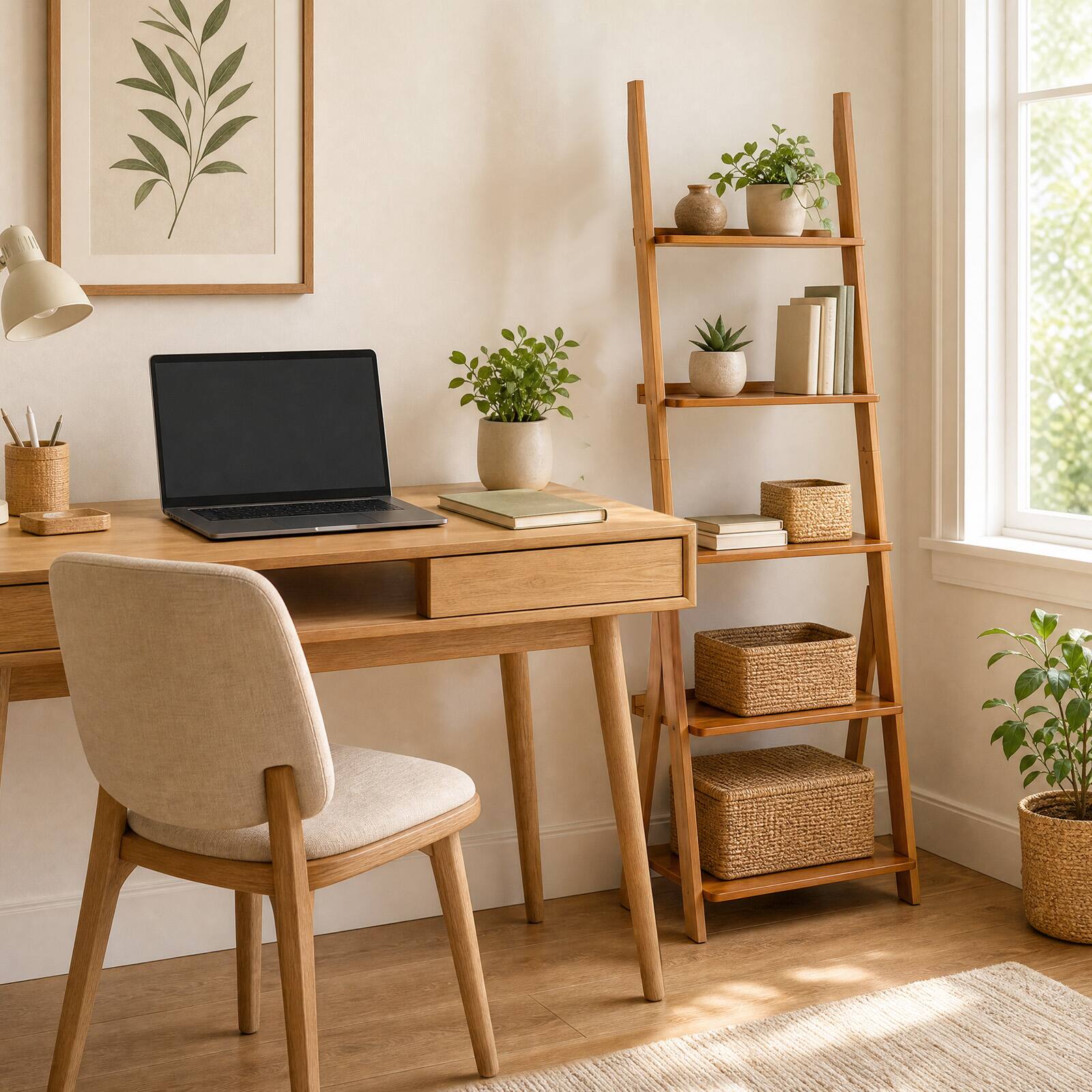 Alt View 4. Costway - Costway 5-Tier Bamboo Ladder Shelf Bookshelf Display Storage Rack Flower Stand - Natural.