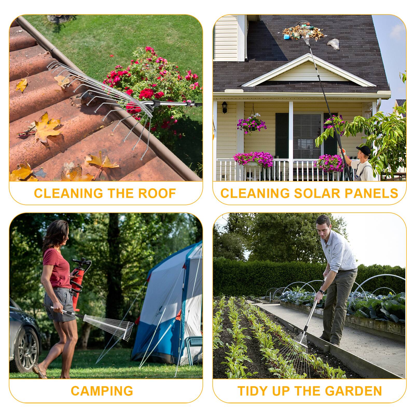 CLEANING THE ROOF  
CLEANING SOLAR PANELS  
CAMPING  
TIDY UP THE GARDEN
