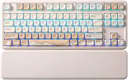 Wikistore - B87 Wireless Mechanical Keyboard,QMK/VIA Programmable,TKL Layout,Hot Swap Gasket Mount RGB Backlit Cocoa Cream V2 - Yellow