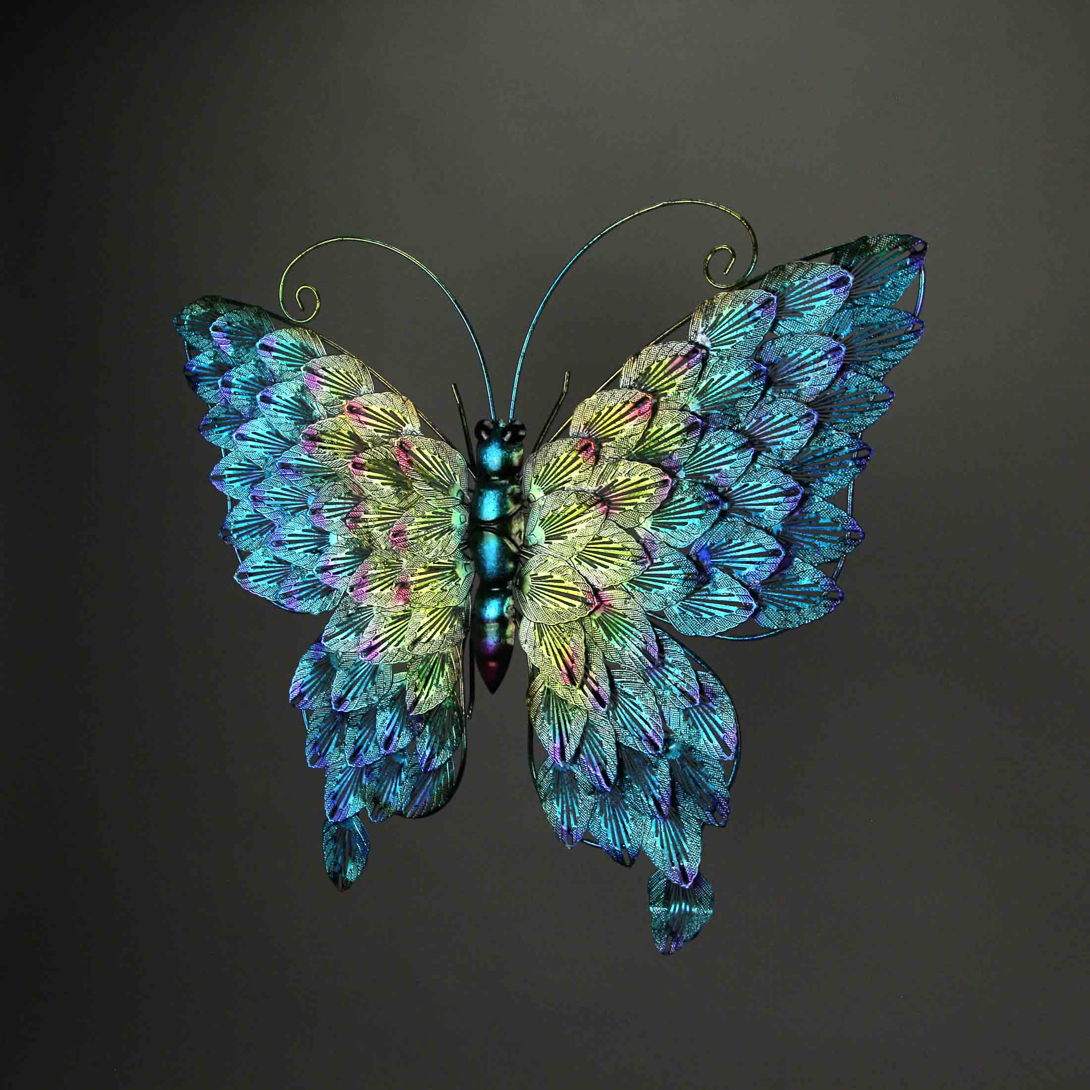 Alt View 1. Things2Die4 - Set of 2 Multicolor Metal Butterfly Wall Decor Outdoor Indoor Hanging Sculptures - Multicolored.