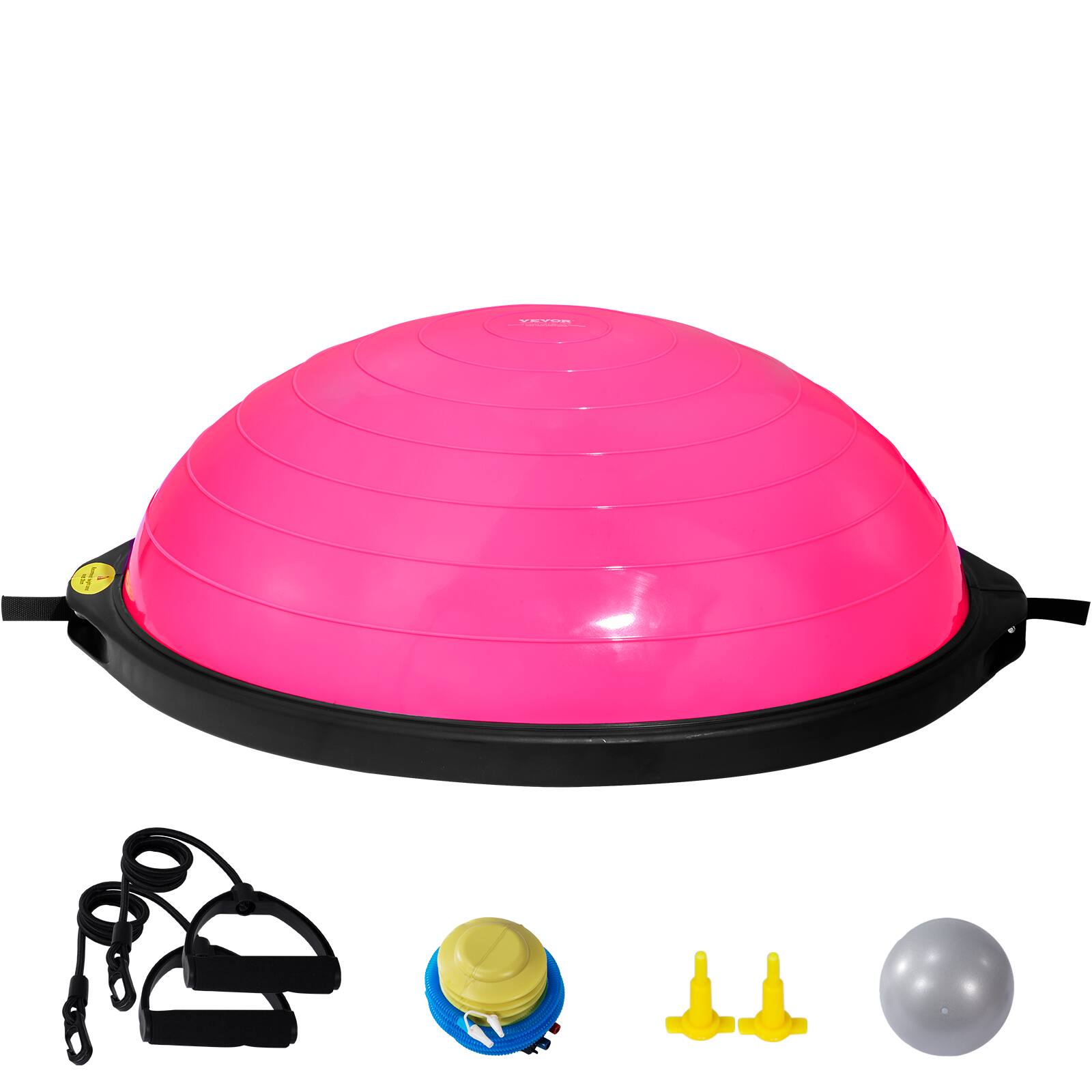 Alt View 5. VEVOR - Half Exercise Ball Trainer,26 inch Balance Ball Trainer, 1500lbs Capacity Stability Ball,Yoga Ball with Resistance Bands - Pink.