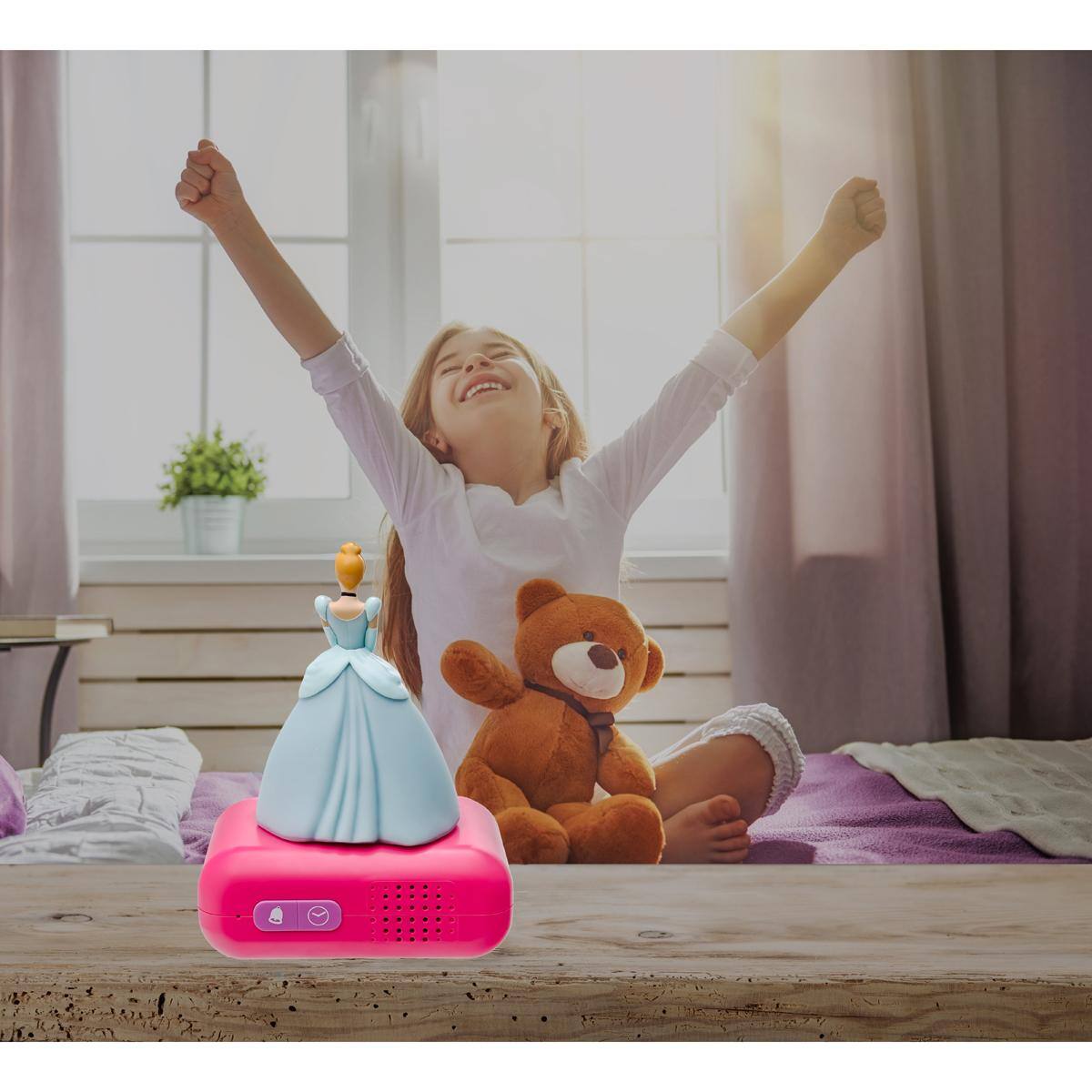 Alt View 4. Lexibook - DISNEY Princess Cindirella Digital Alarm Clock with 3D Nightlight Figurine and Sound Effects - Pink.