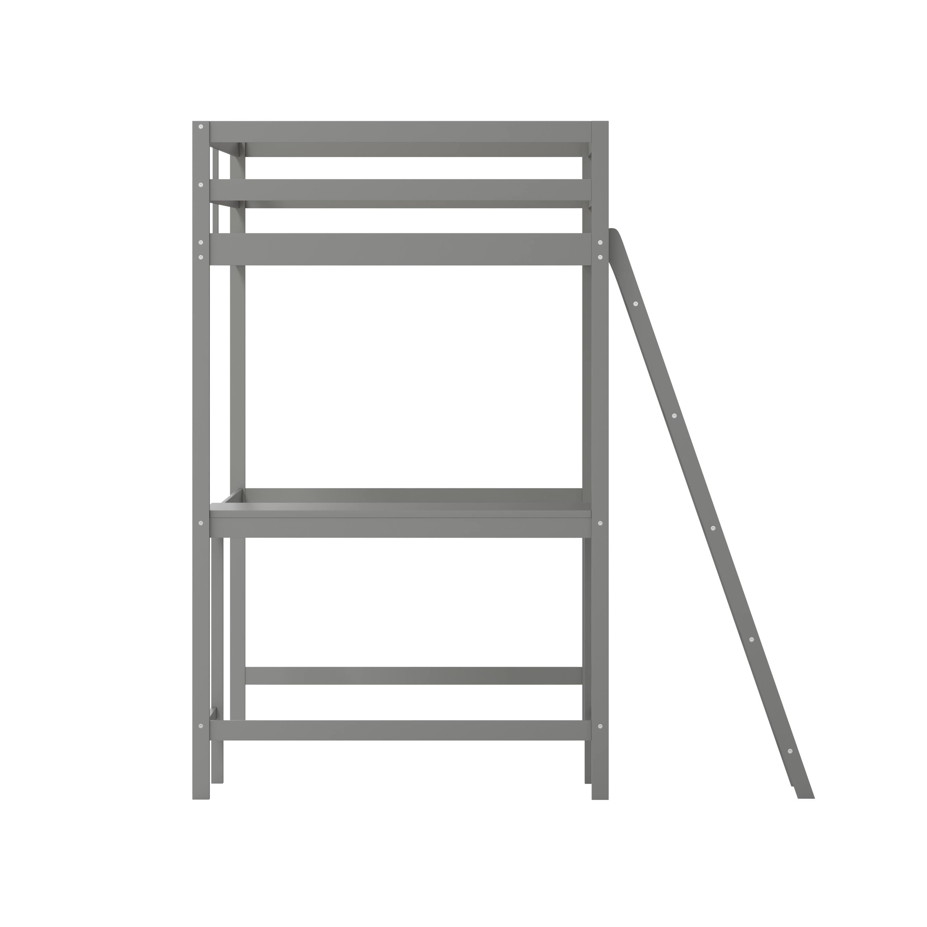 Alt View 8. Emma + Oliver - Wooden Loft Bed Frame with Integrated Desk and Ladder - Light Gray.