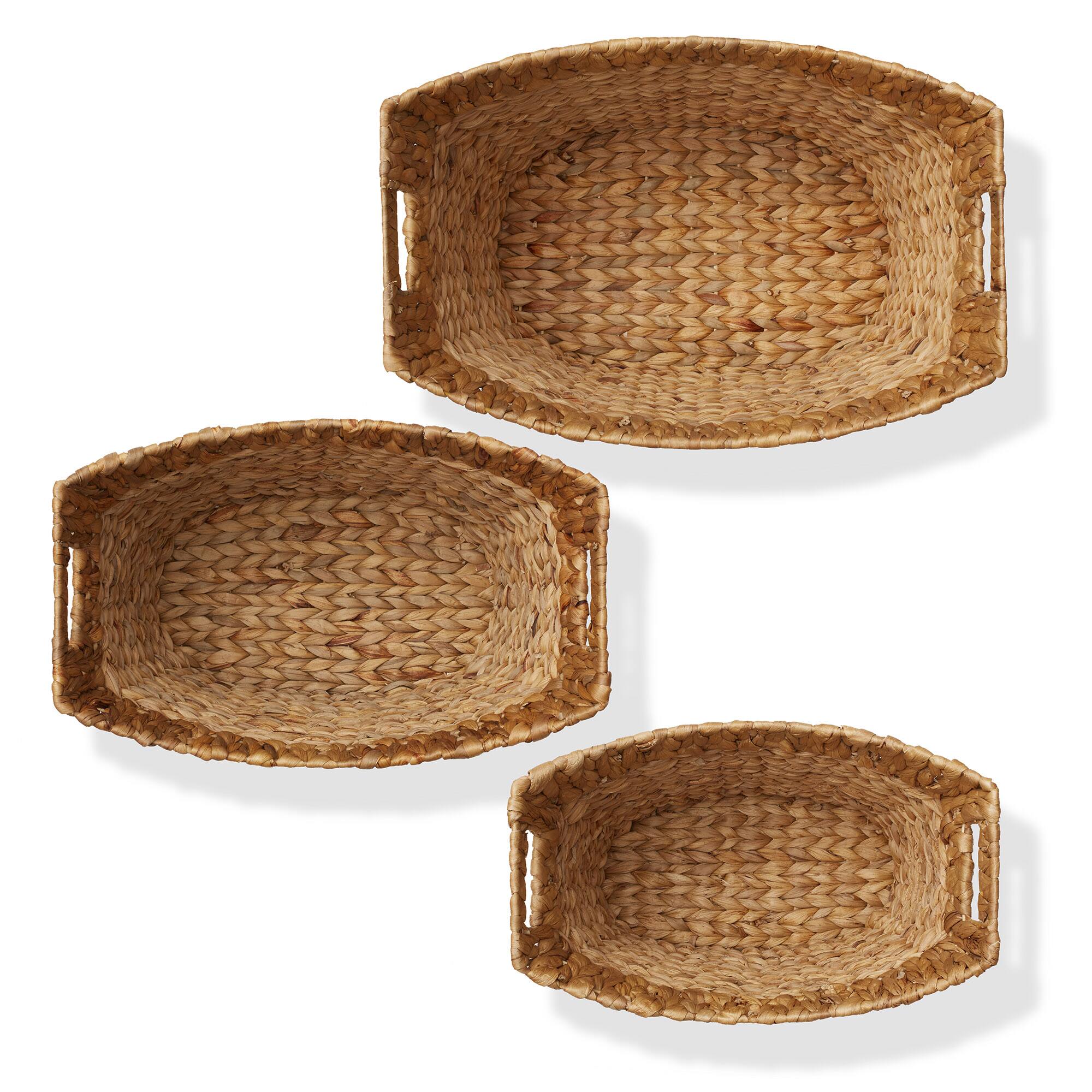 Alt View 5. Casafield - Set of 3 Water Hyacinth Oval Storage Baskets - Woven Laundry Totes - Natural.