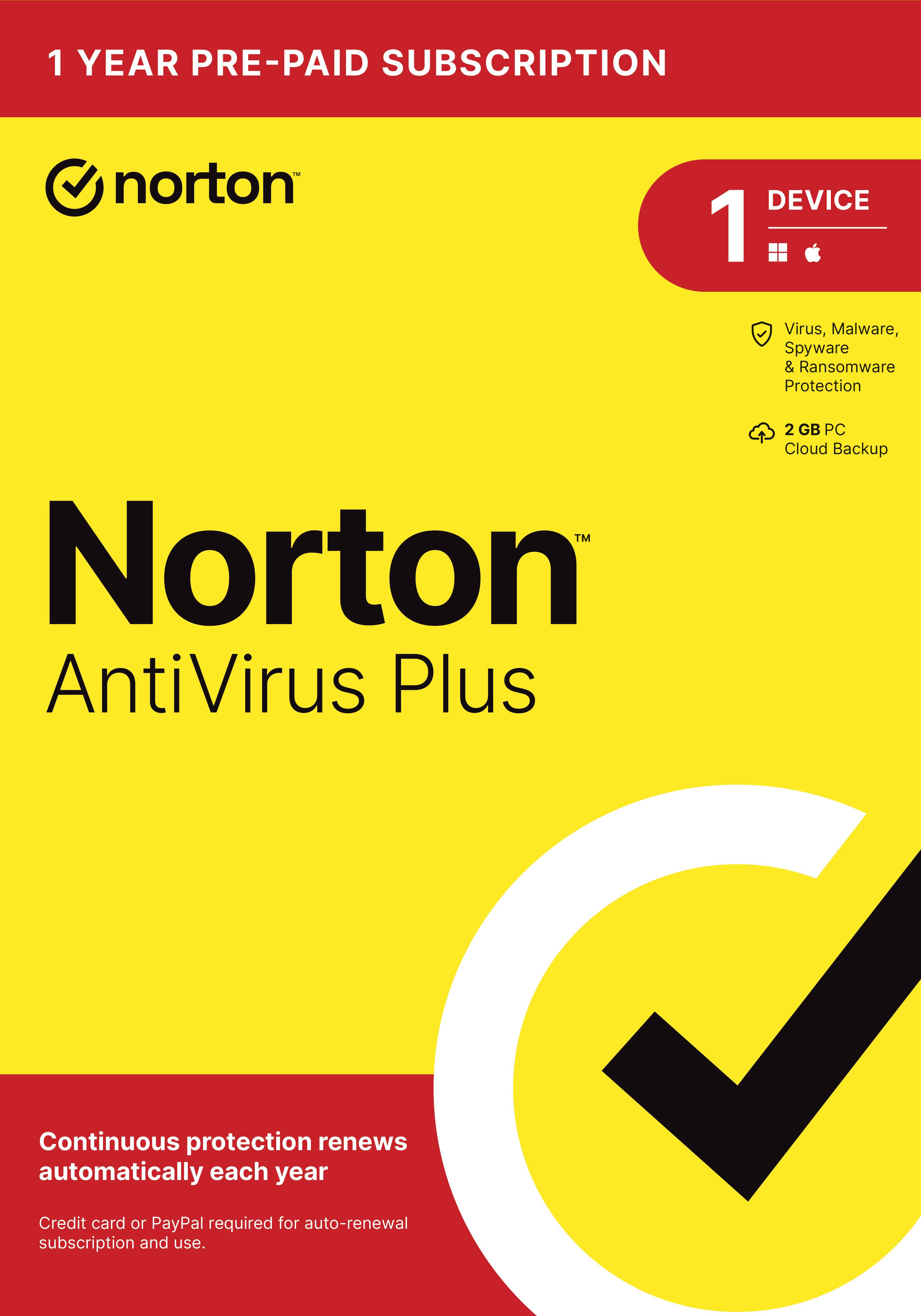 Norton AntiVirus Plus (1-Device) Antivirus Software + Password
