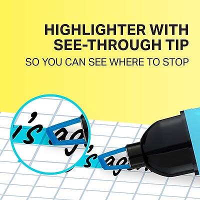 HIGHLIGHTER WITH SEE-THROUGH TIP  
SO YOU CAN SEE WHERE TO STOP