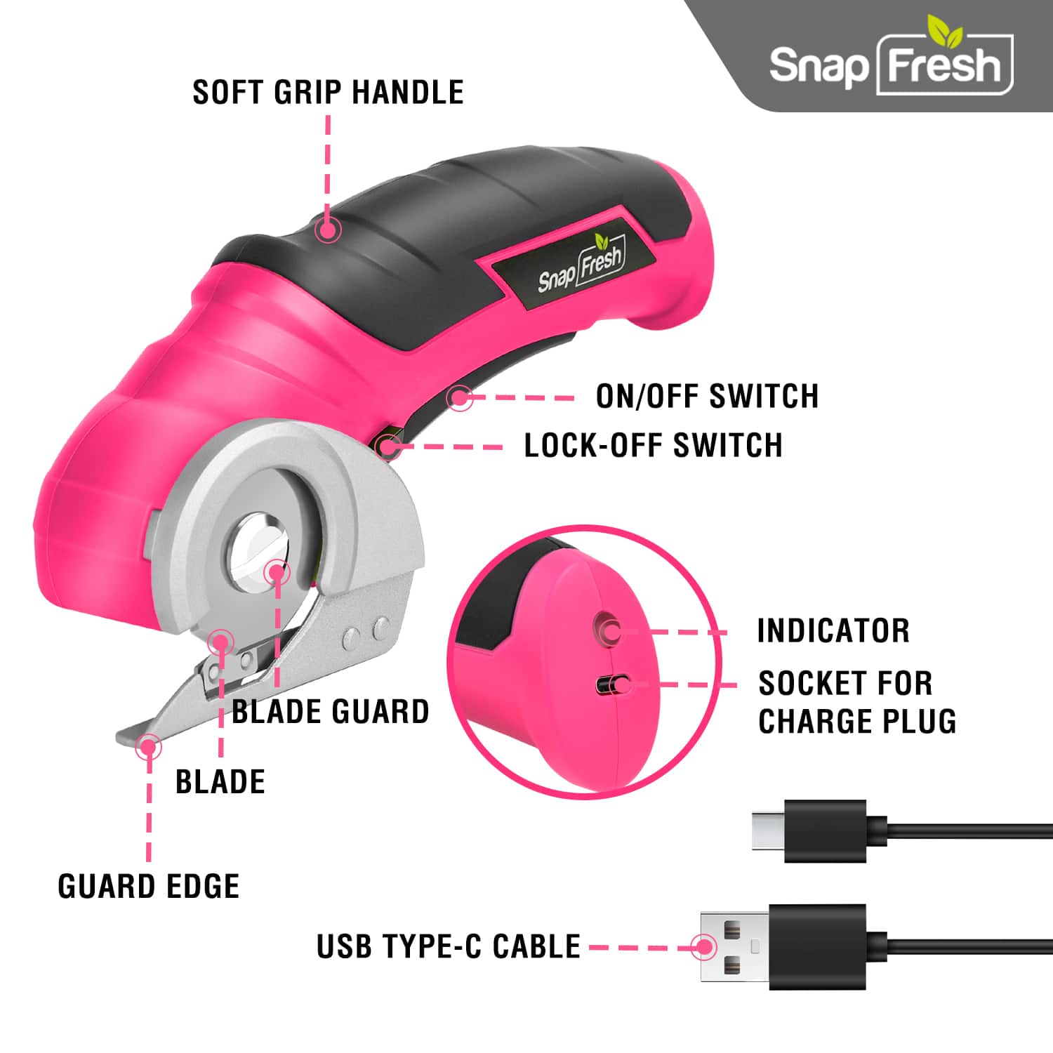 SnapFresh Cordless Electric Scissors 4V Mini Cardboard Cutter for
