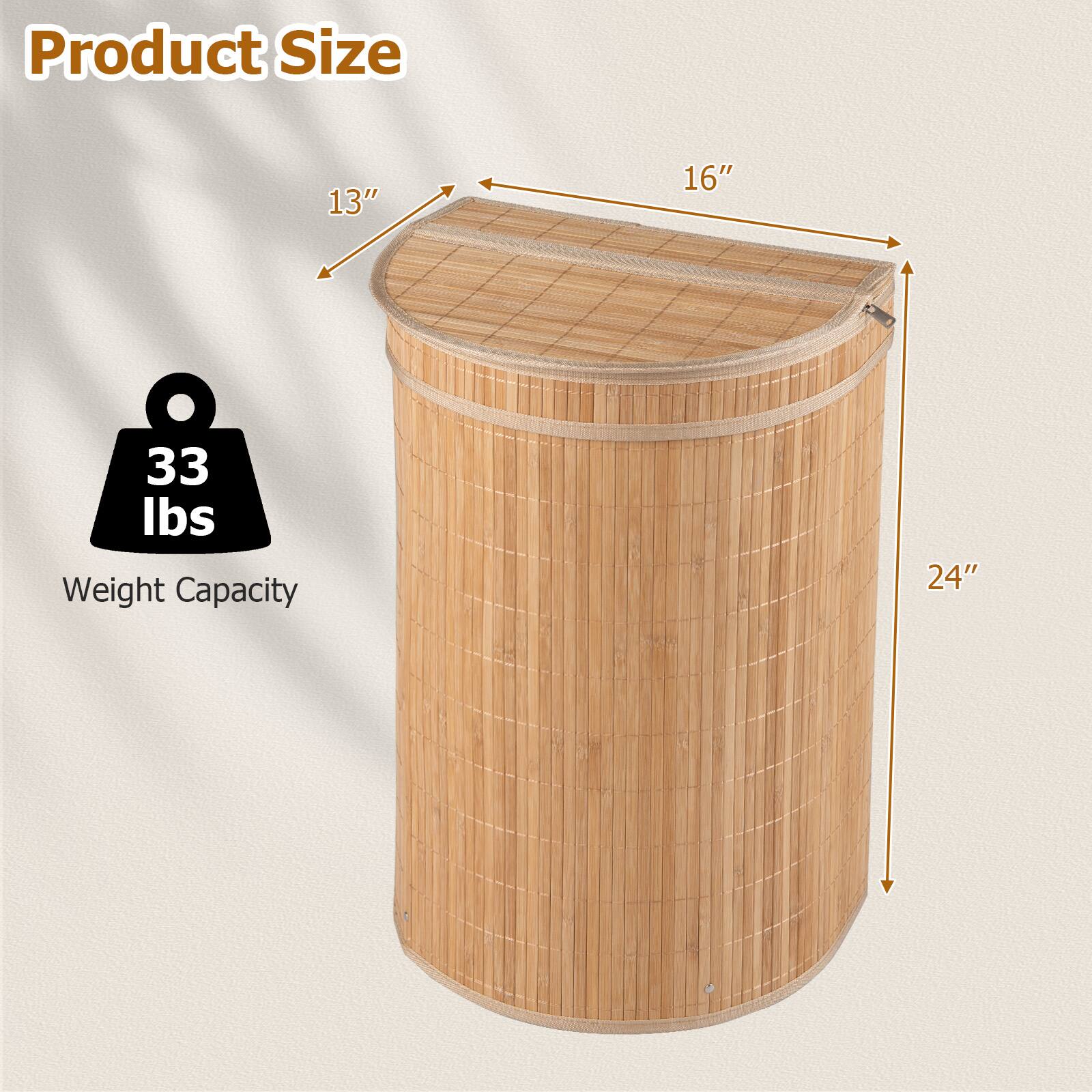 Product Size: 13" x 16" x 24"  
Weight Capacity: 33 lbs