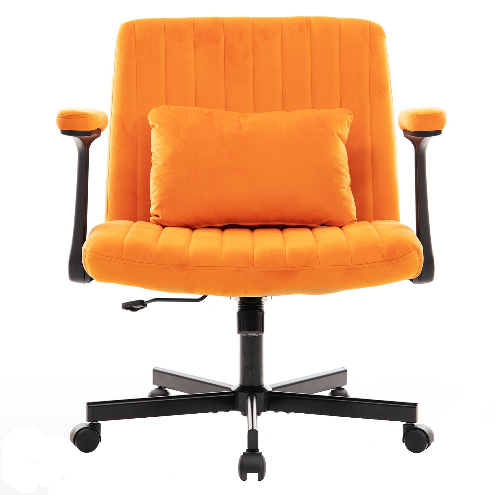 Front. Spaco - Spaco Modern Linen Office Chair with Armrests and Criss Cross Base, Adjustable Swivel Desk Chair for Home Office Study - Orange.