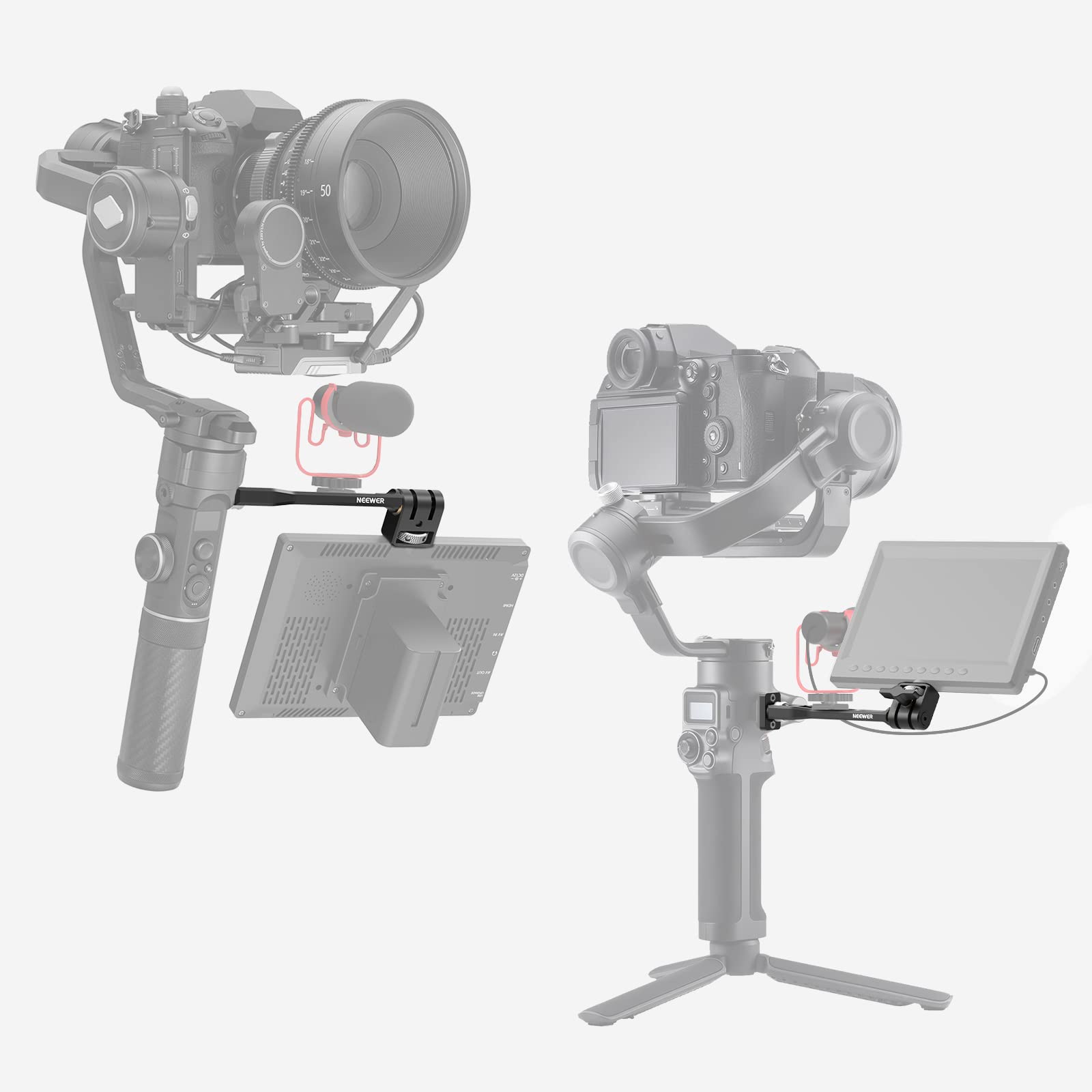 Alt View 4. Neewer - 360° Adjustable Field Monitor Mount, 1/4" Thread, for DJI/ZHIYUN/MOZA Gimbals, GA005.