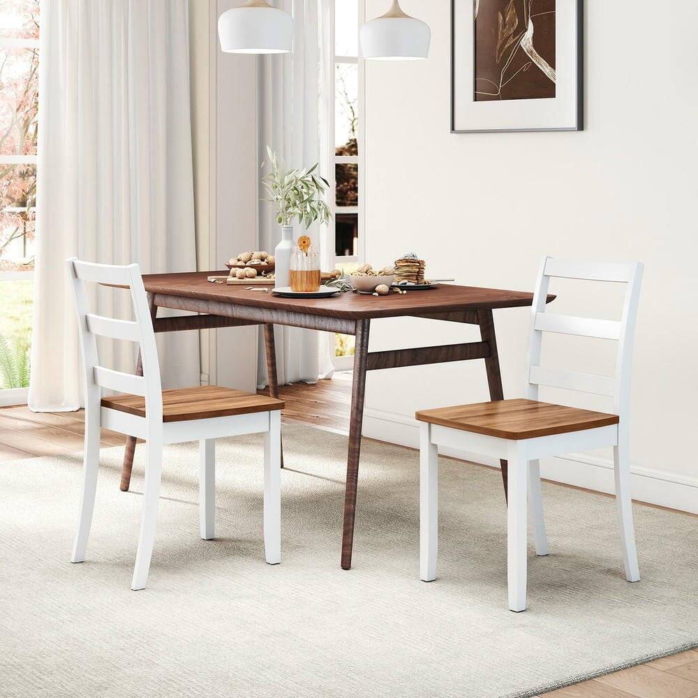 Angle. Kadyn - Set of 2 Solid Wood Dining Chairs, Rustic Brown Finish - Brown.