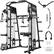 Front. Mikolo - Smith Machine, 2200lbs Power Rack Cage with with Cable Crossover, Total Body Strength Training Cage - Black.