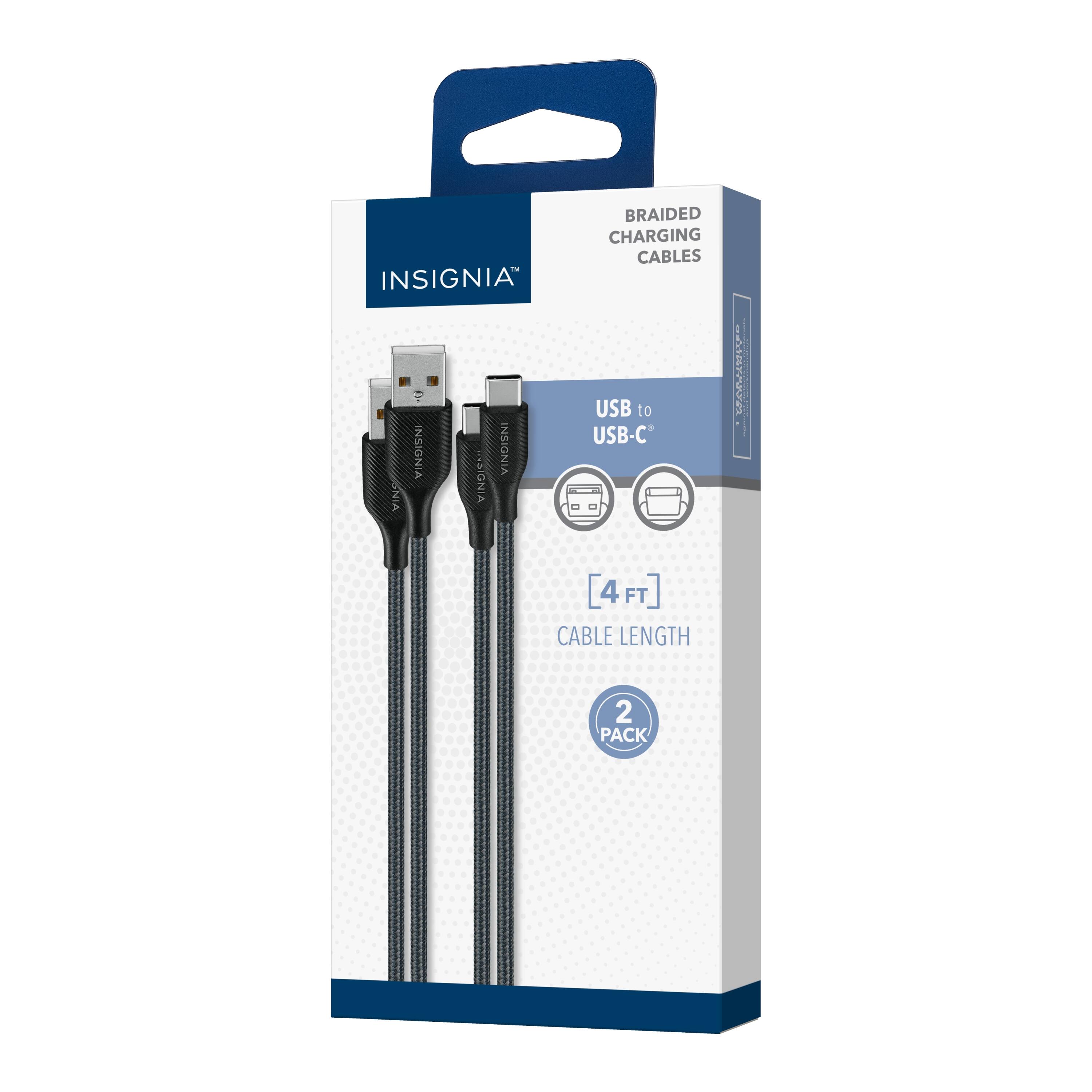 INSIGNIA BRAIDED CHARGING CABLES USB to USB-C 2A [4FT] 4 FT CABLE LENGTH 2 PACK