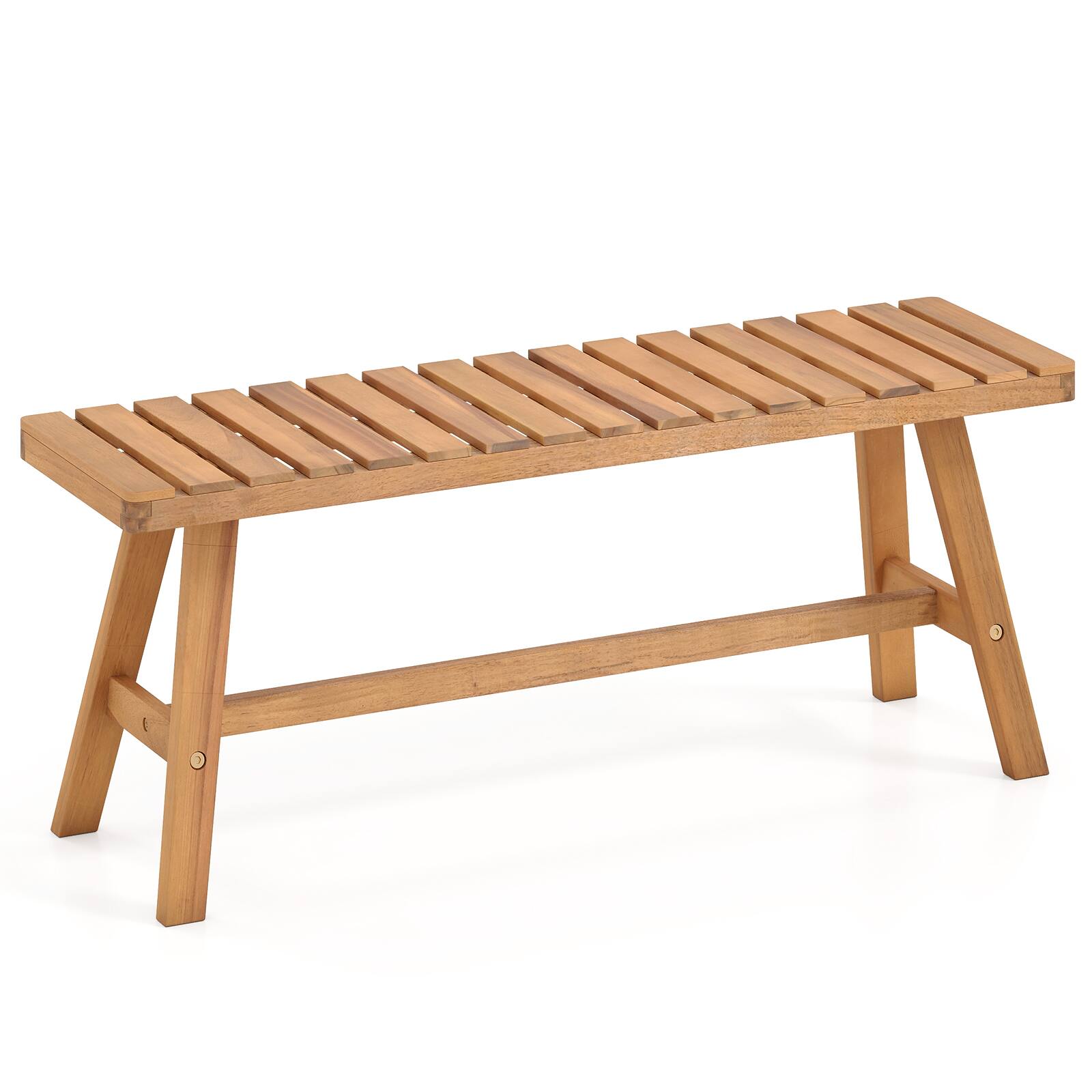 Alt View 9. Gymax - Gymax 2PCS Acacia Wood Outdoor Garden Bench w/Slatted Seat 800 lbs Capacity for Front - Yellow.
