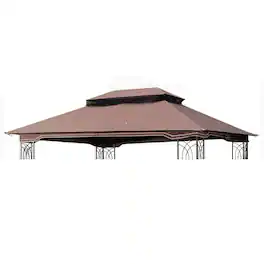 APRILSOUL - 10x12 Ft Outdoor Patio Gazebo Replacement Canopy Double Tiered Gazebo Tent Roof Top Cover Only Frame Not Include -Brown
